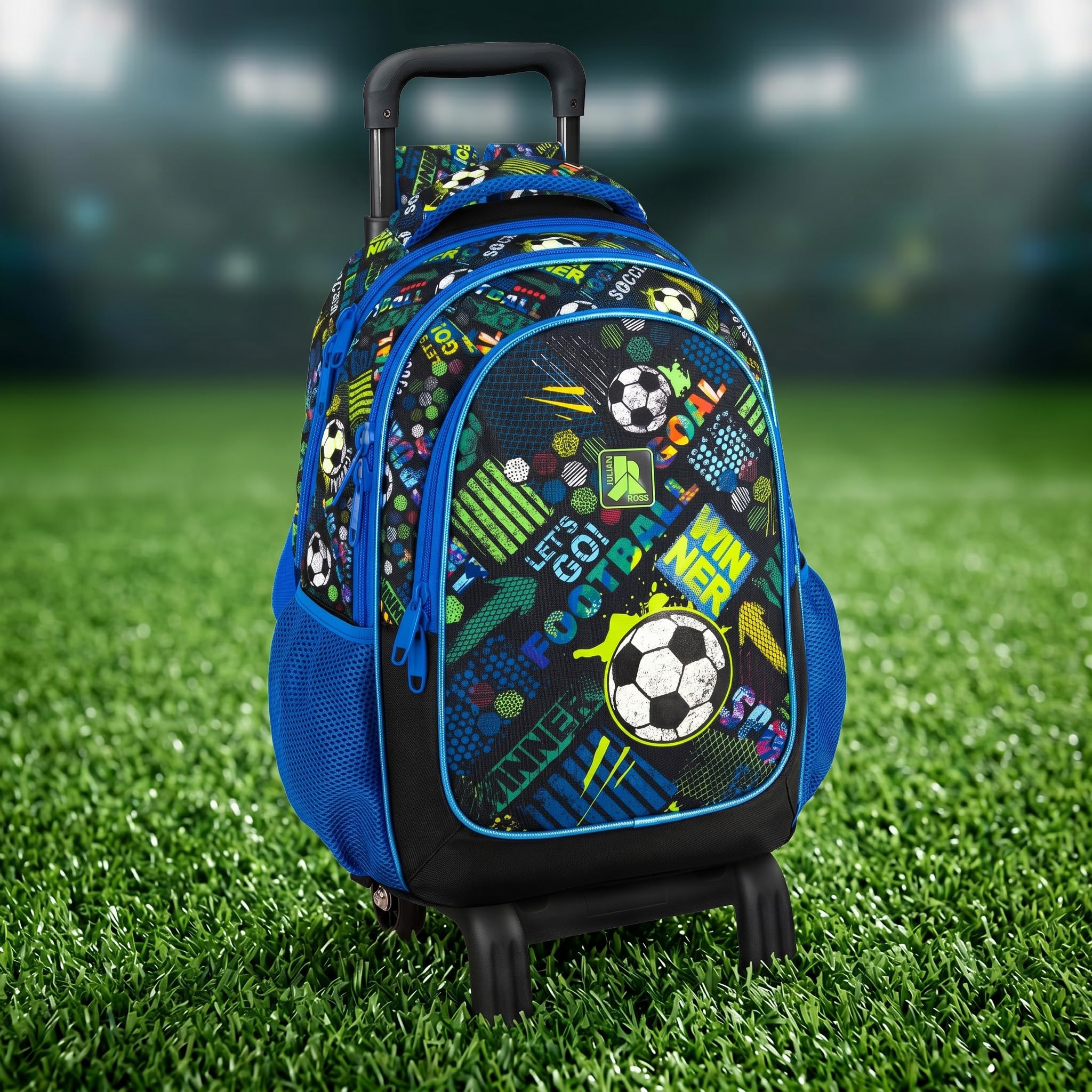 Mochila Escolar con Ruedas Niño 29L 2in1 Goal Power | Carro Extraíble, Ergonómica, 33x43x20 cm, 6-12 Años, Educación Primaria, Julian Ross