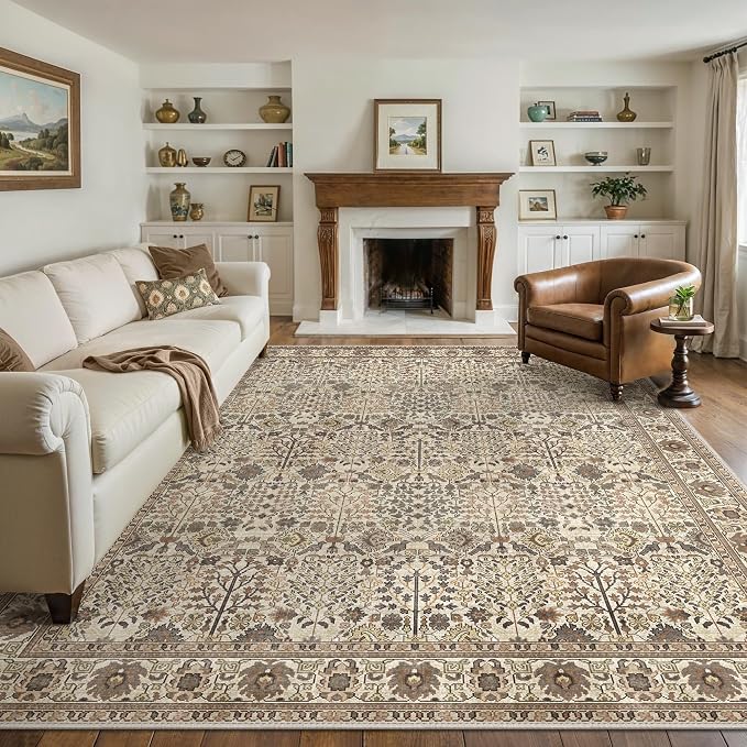 Bavni Washable Rugs 8x10-Machine Washable Rug (Dark Espresso)