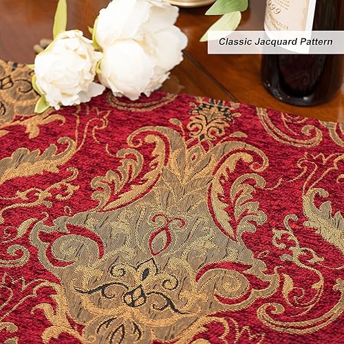 Miniatura 5 de Loom and Mill Juego de 6 manteles individuales de damasco de lujo para Navidad, juego de 6 manteles individuales de felpilla jacquard vintage para