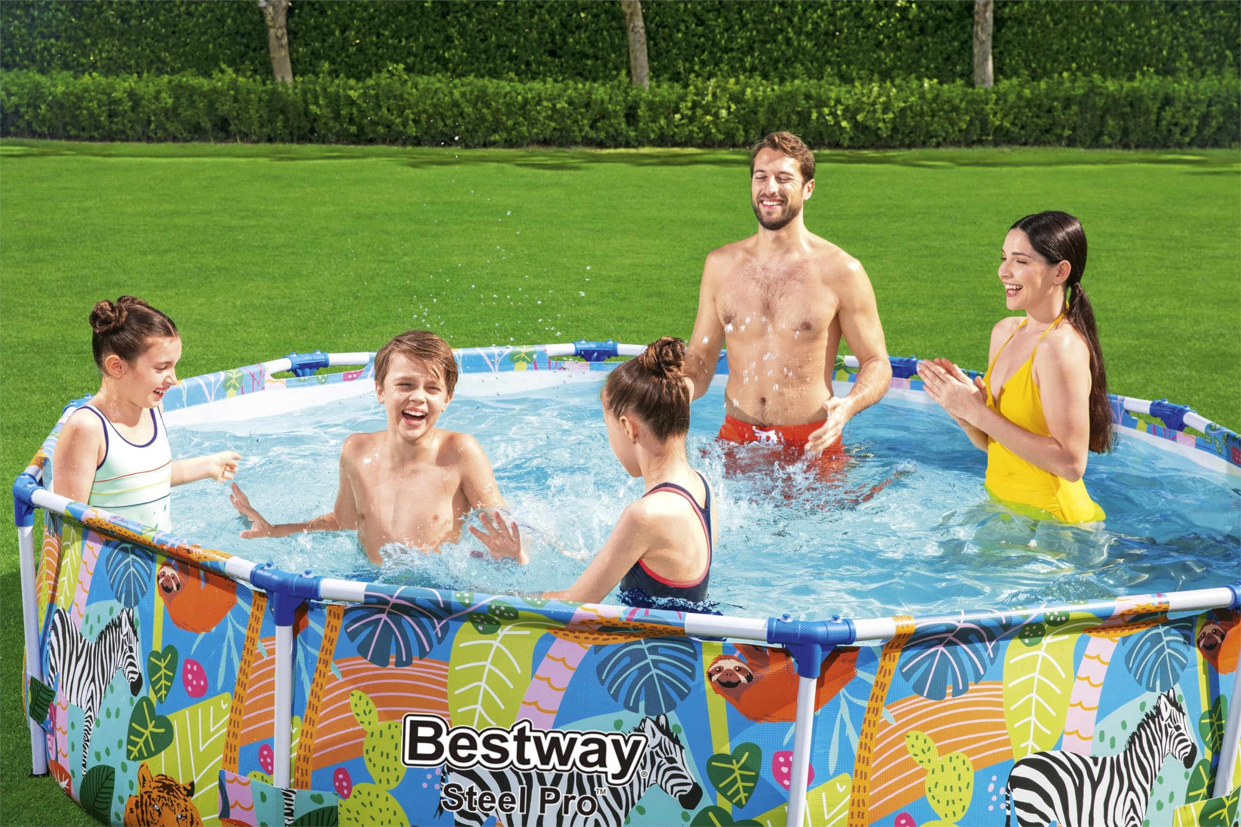 Bestway Steel Pro Paradise Frame Pool, rund, ohne Pumpe, 305 x 66 cm, 56985, Blau, Ø 305 x 66 cm
