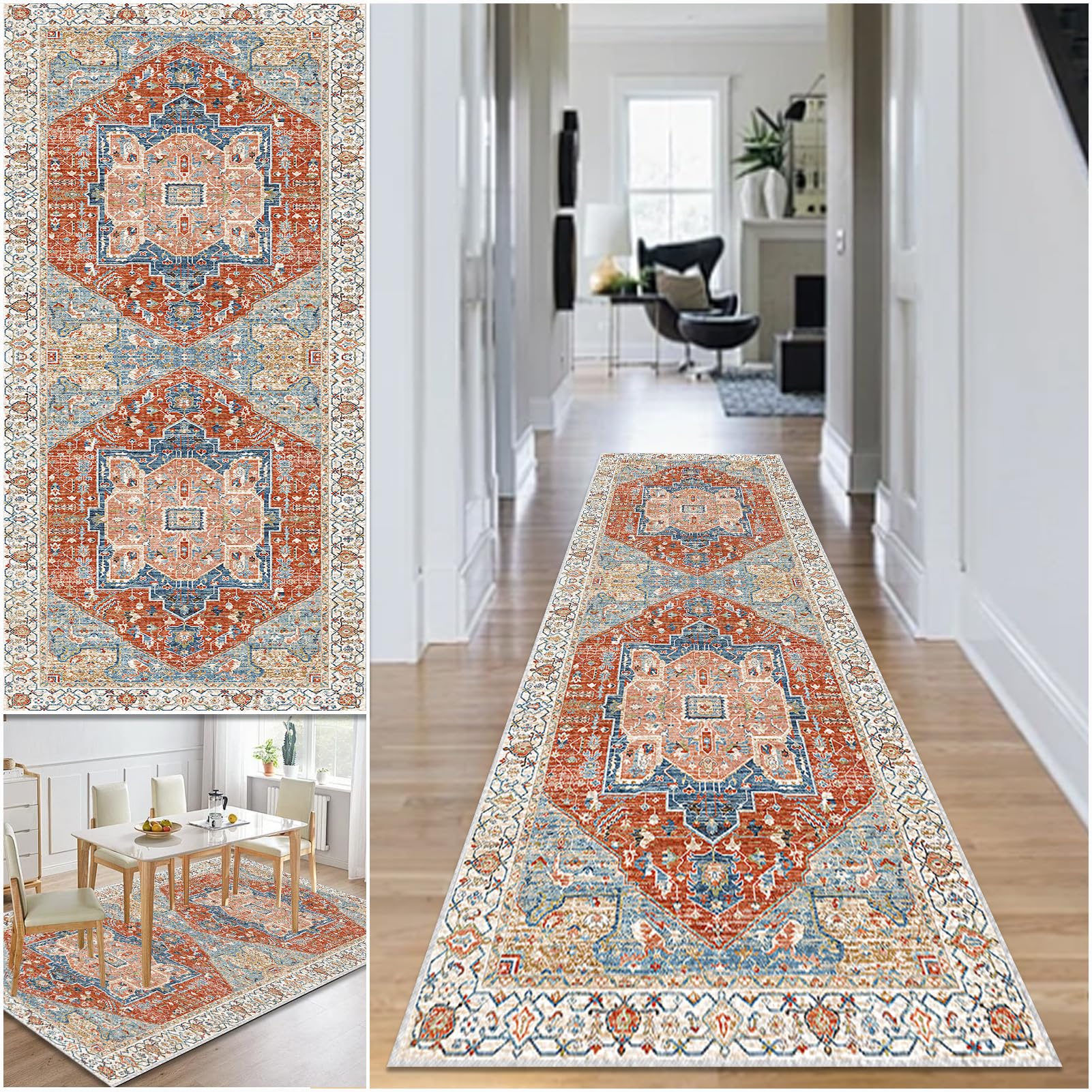 Hallway Runner Rug Non Slip Washable Kitchen Runner Rug 70 x 320 cm Area Rugs Hallway Hall Runners Narrow Rug Low Pile Carpet Runners with Anti-Slip Backing Floor Runner for Hallway Entryway Laundry โ image 1