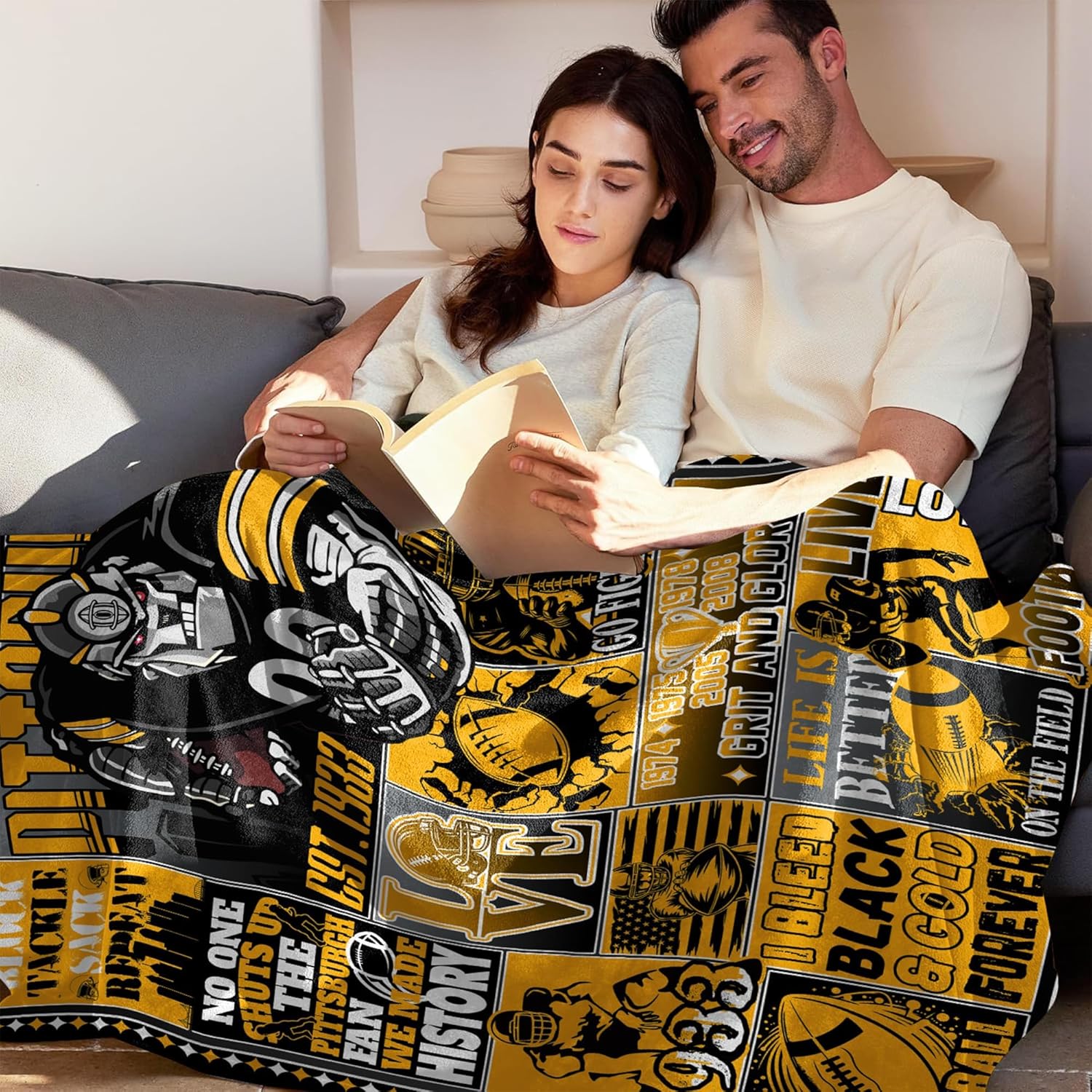 Football Fans Gifts for Pittsburgh, Football Stuff for Pittsburgh, Throw Blanket for Couch 80"x60", Cooling Blankets for Hot Sleepers