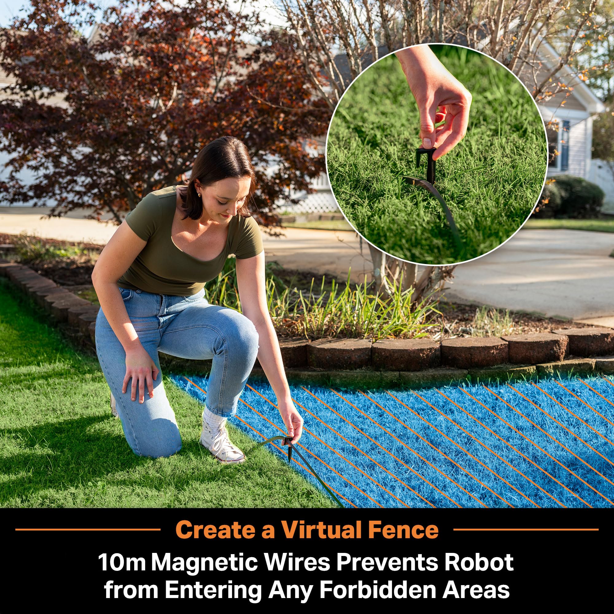 LawnMaster OcuMow®18 robot kosiarka bez kabla peryferyjnego do 800 m², nawigacja wizualna, automatyczne omijanie przeszkód, automatyczne ładowanie, wirtualne strefy zakazu WiFi Bluetooth APP