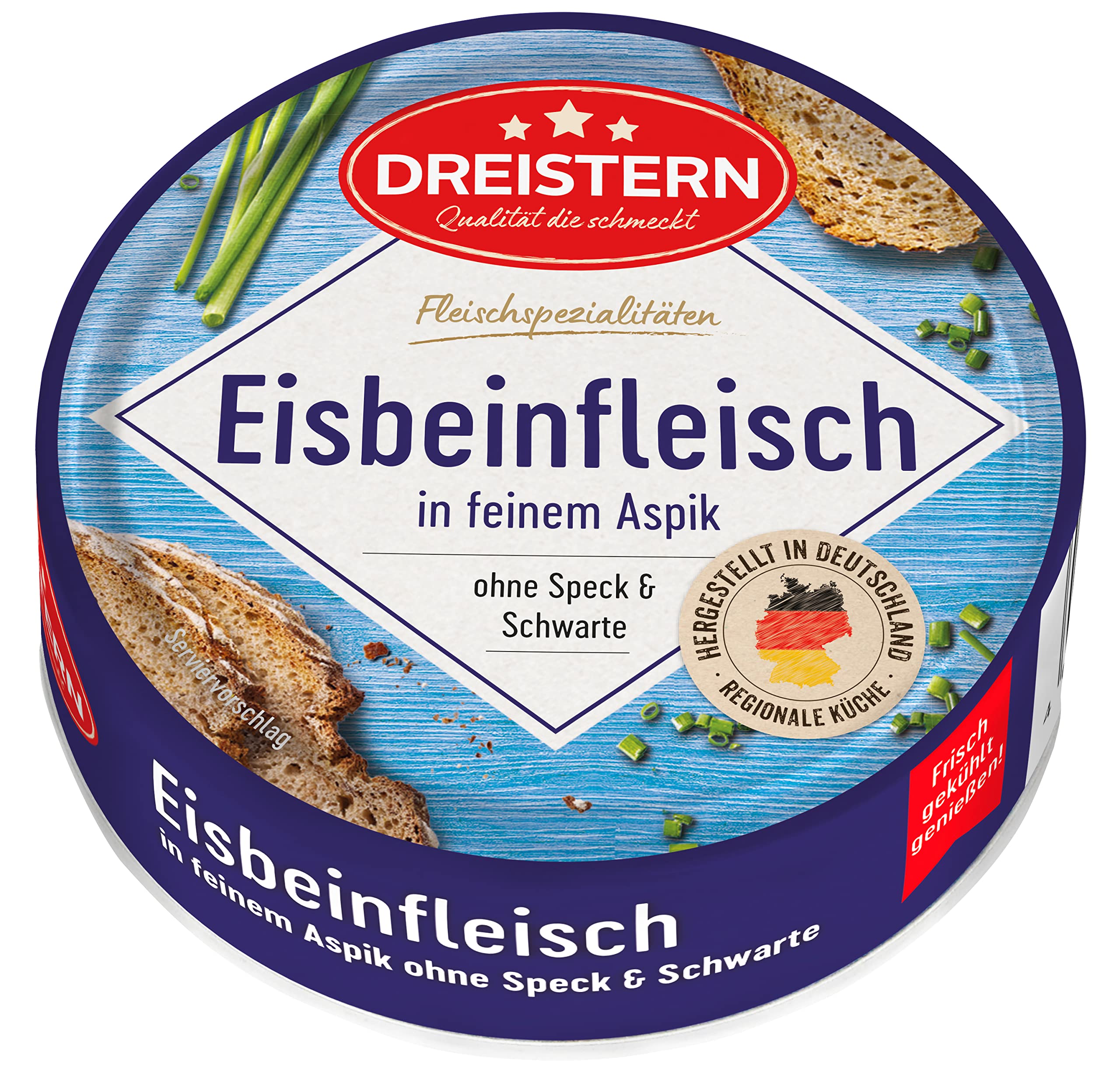 Dreistern Eisbeinfleisch in der 200 Gramm Konservendose | mit praktischem Ring Pull | lecker auf Brot oder im Salat (Packung mit 10)