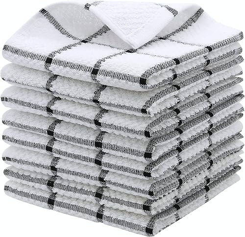 Paños de cocina de algodón para cocina paños de toalla para lavar platos 12 x 12 pulgadas ligeros y suaves trapos de secado rápido para limpieza 8