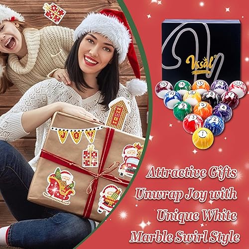 Miniatura 4 de VSSAL Billiard Balls Set Pool Table Balls Marble-Swirl Style 16 Ball Set