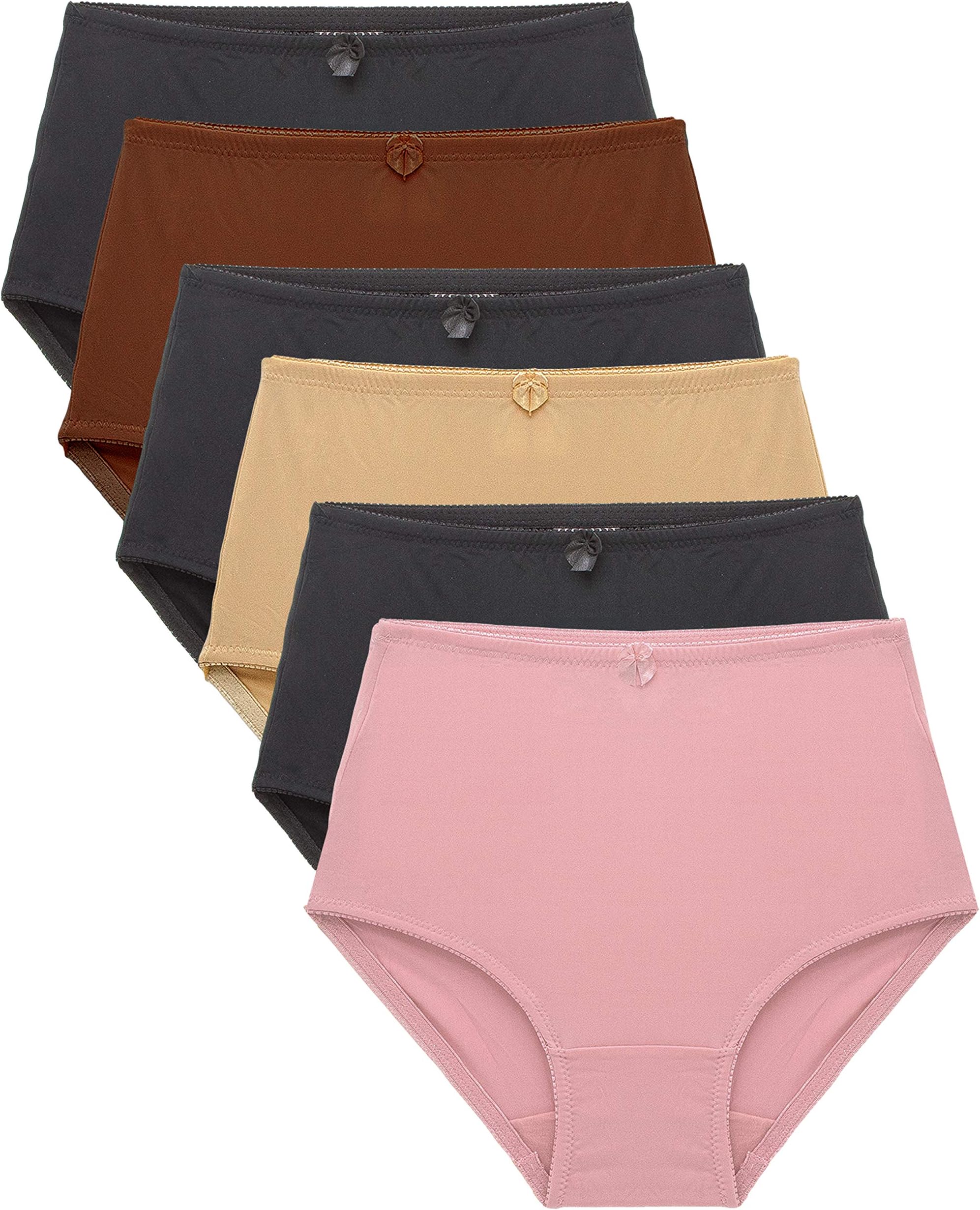 Barbra LingerieWomen's 6 Pack Basic High Waist Brief Plus Size Underwear Panties(L)