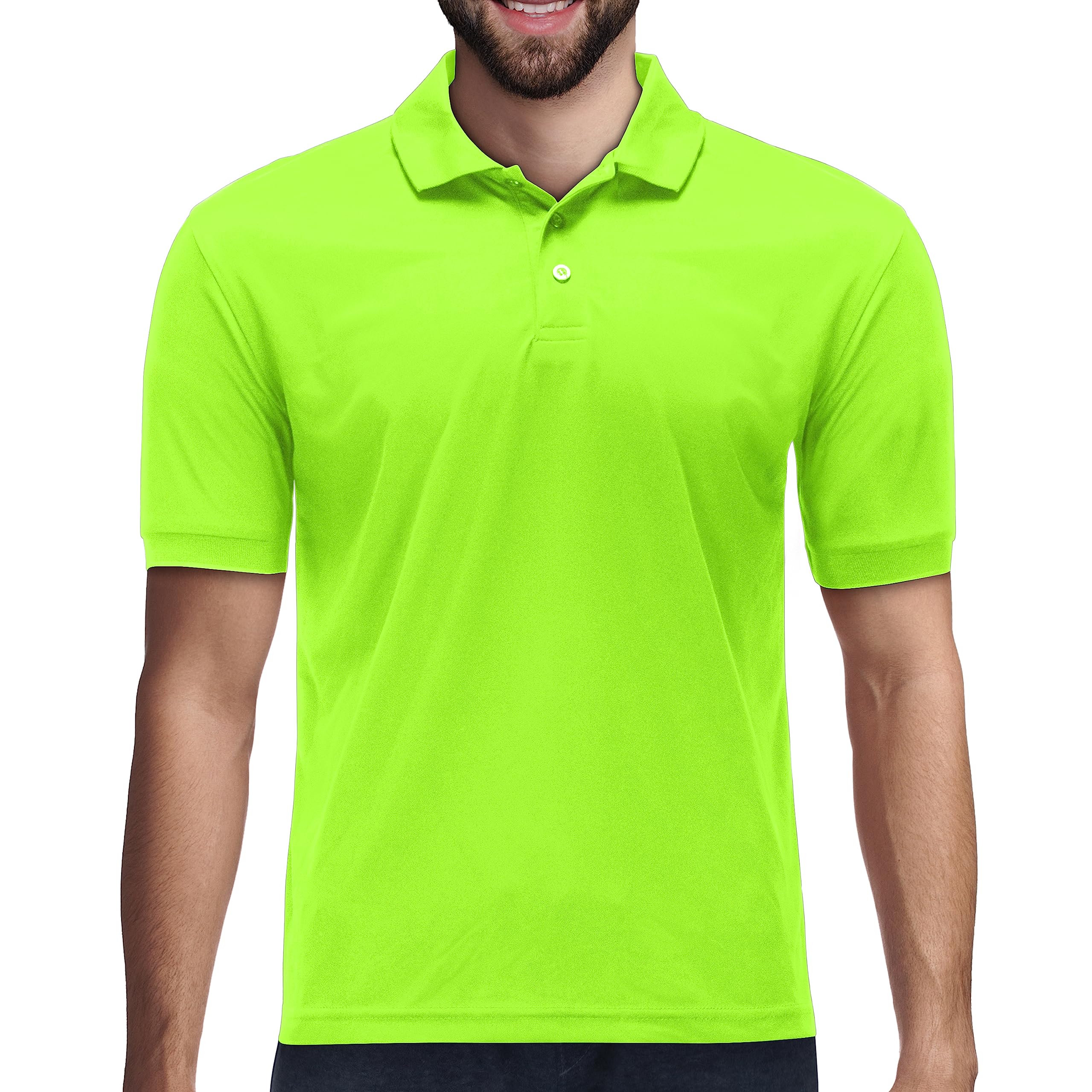Premium Wear Men's Polo T-Shirt, High Moisture Wicking Dry Fit Performance Short-Sleeve Polo T-Shirt w Collar for Golf Tennis