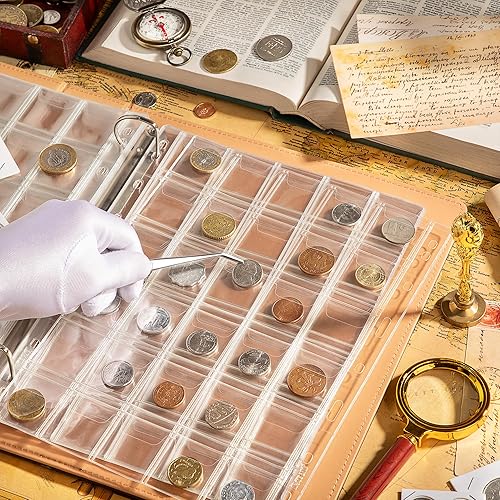 Vista 67 de Páginas de bolsillo para monedas: bolsillo estándar de 9 agujeros para monedas, fundas de recogida para monedas, 10 hojas serie CS03