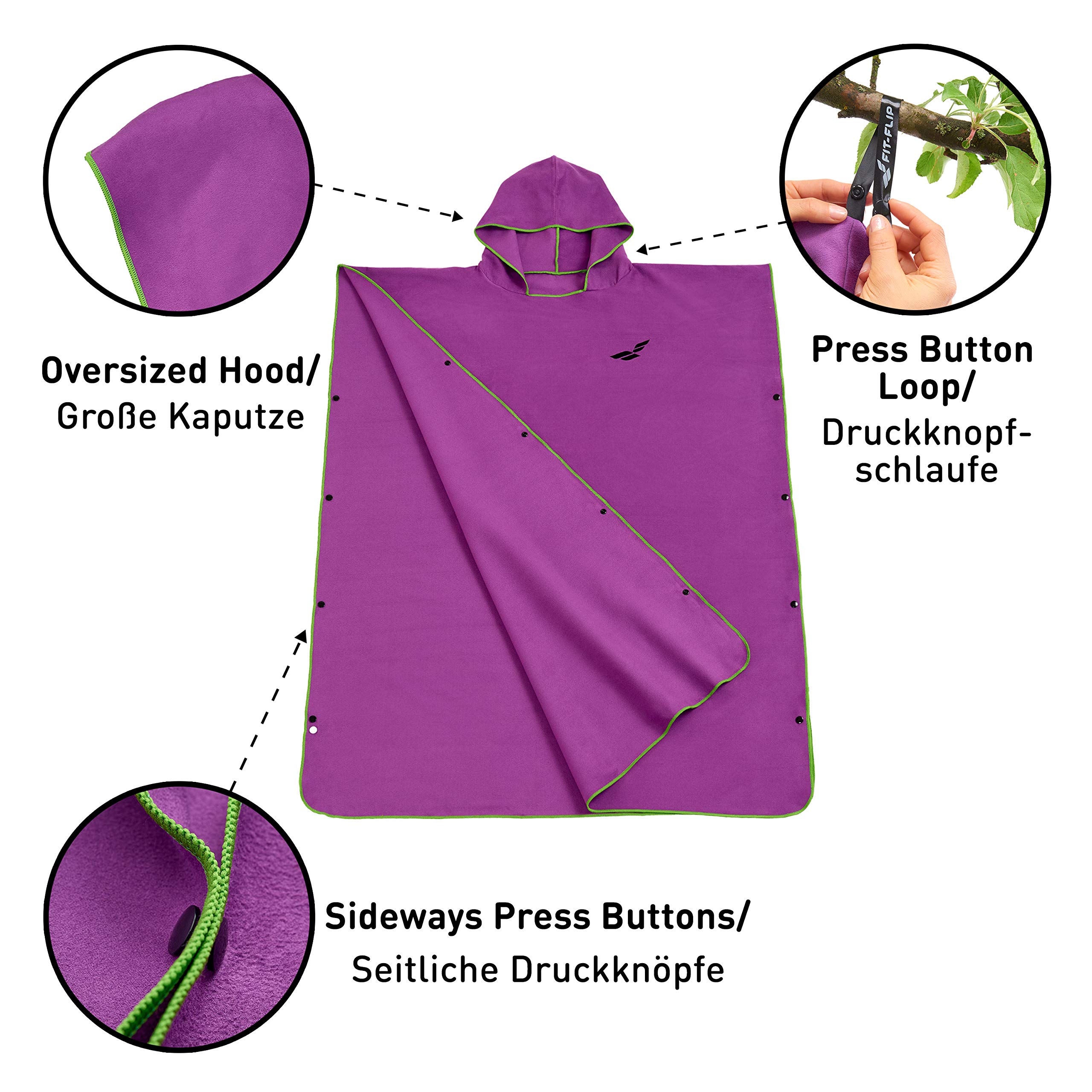 Fit-Flip Poncho Towel, Microfibre Changing Robe Adult, Swim and Surf Beach Robes - Image 2