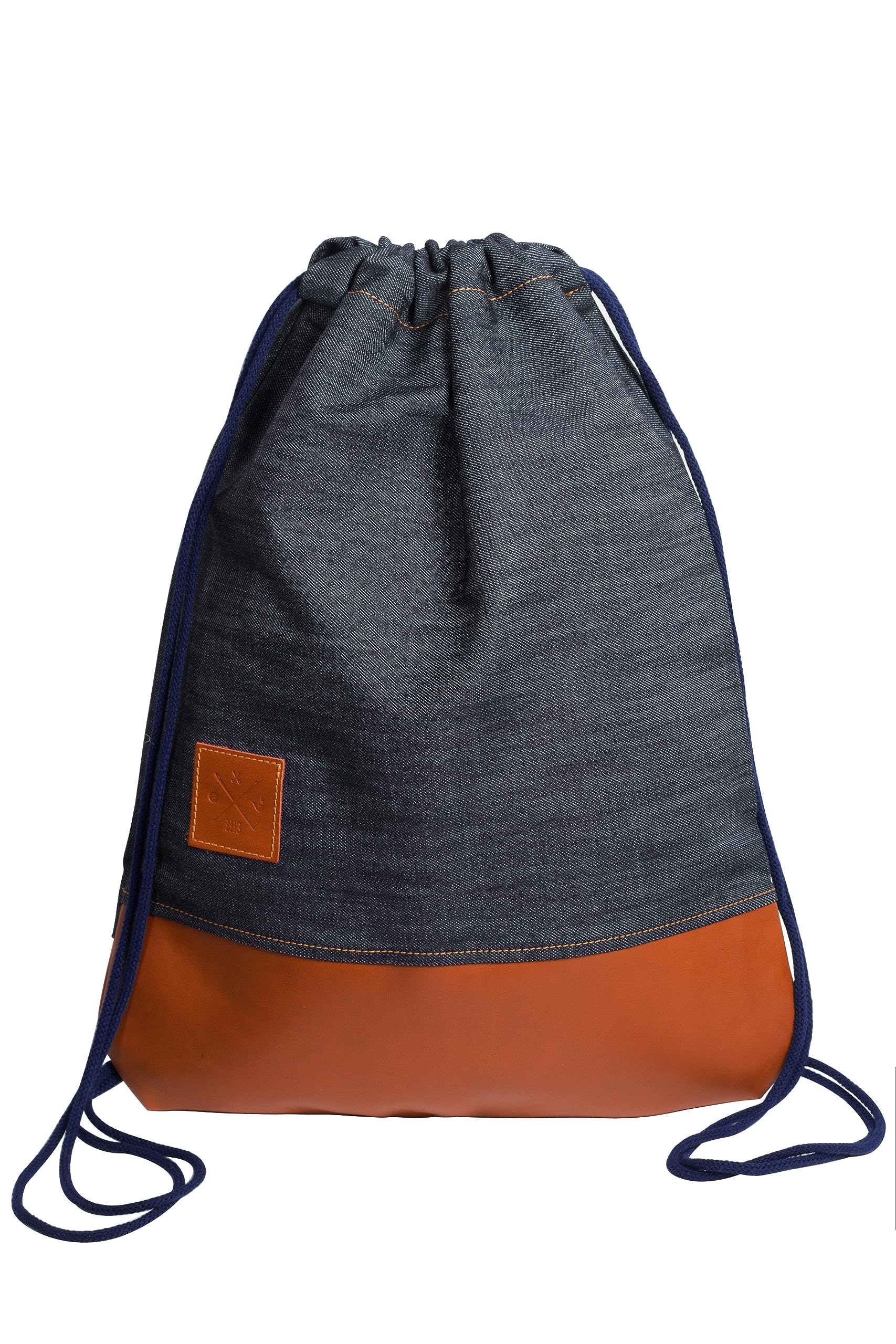 Manufaktur13 Denim Sports Bags – dżinsy worki gimnastyczne, plecaki, torby gimnastyczne, plecaki, torby sportowe, torby jutowe, torba (M13) niebieski Denim Leather
