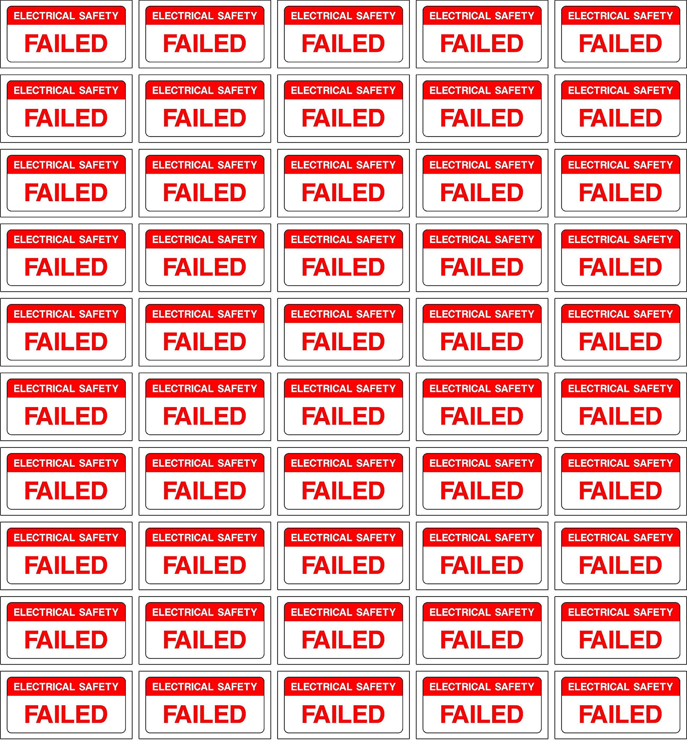 Quality control labels Electrical safety Failed - 250 Stickers 40mm x 20mm