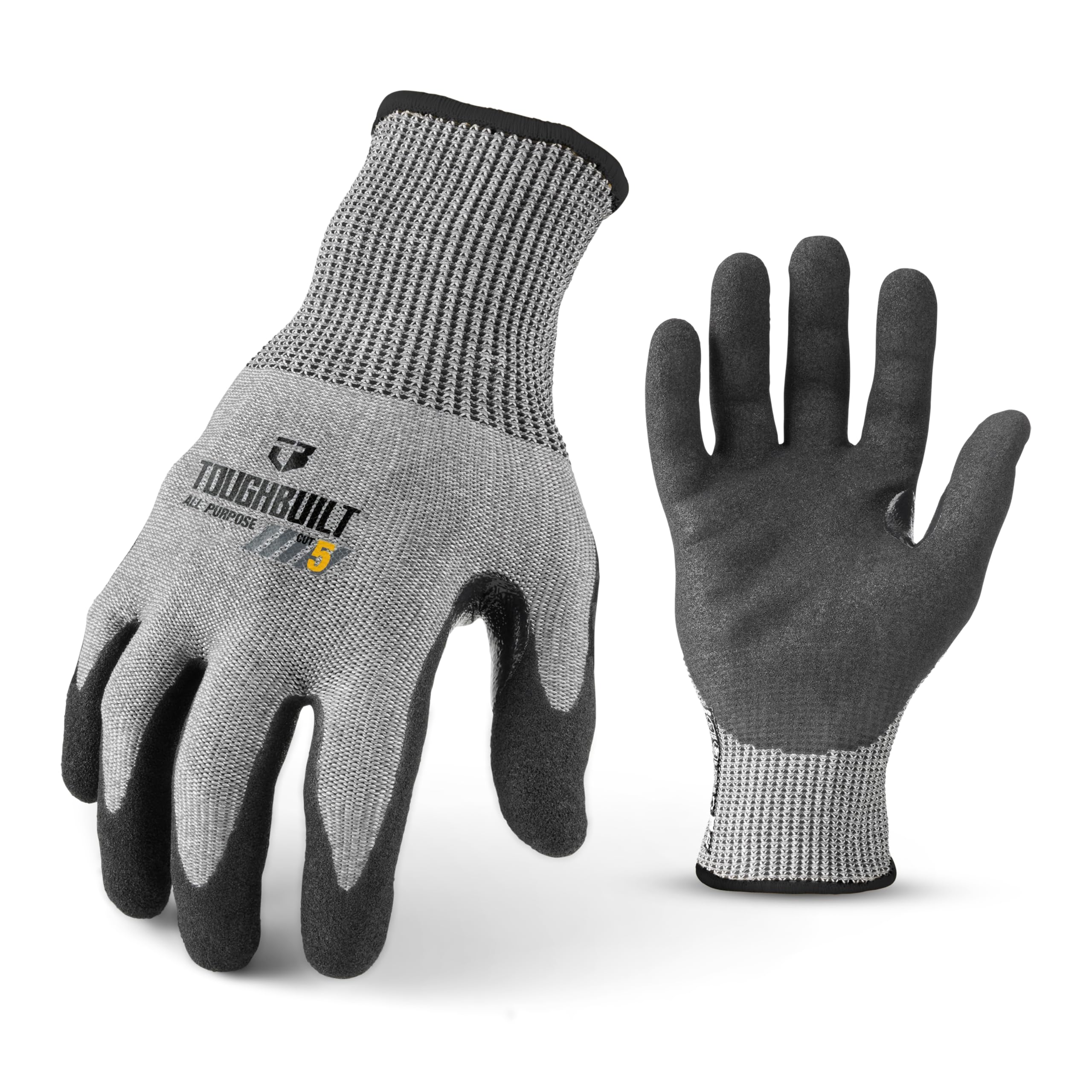 ToughBuilt – Nitrile Dipped Work Gloves, All-Purpose Gloves with Non-Slip Grip, Touchscreen Compatibility