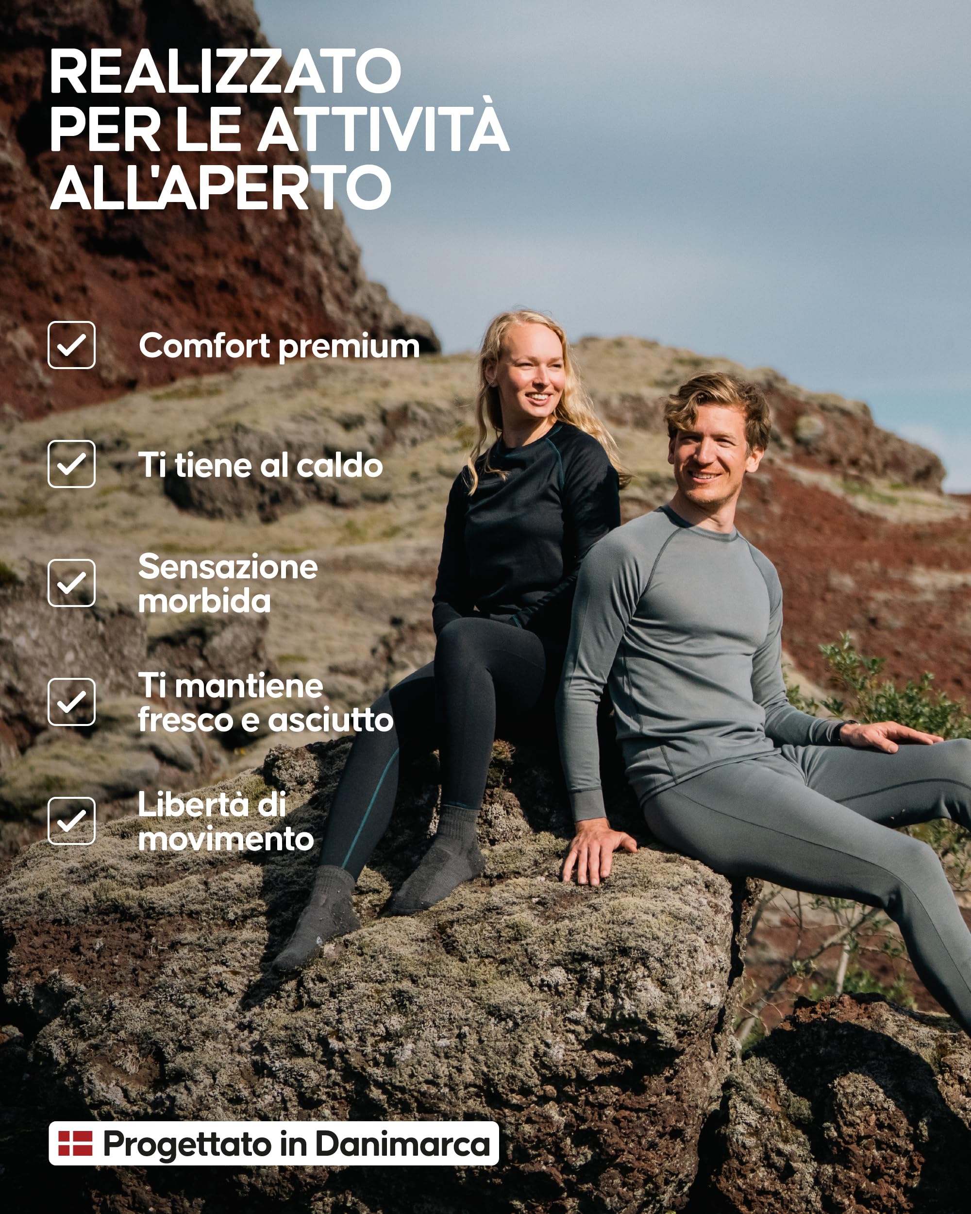 DANISH ENDURANCE Completo Maglia e Pantaloni Termici Uomo e Donna, Intimo Termico per Sci, Trekking