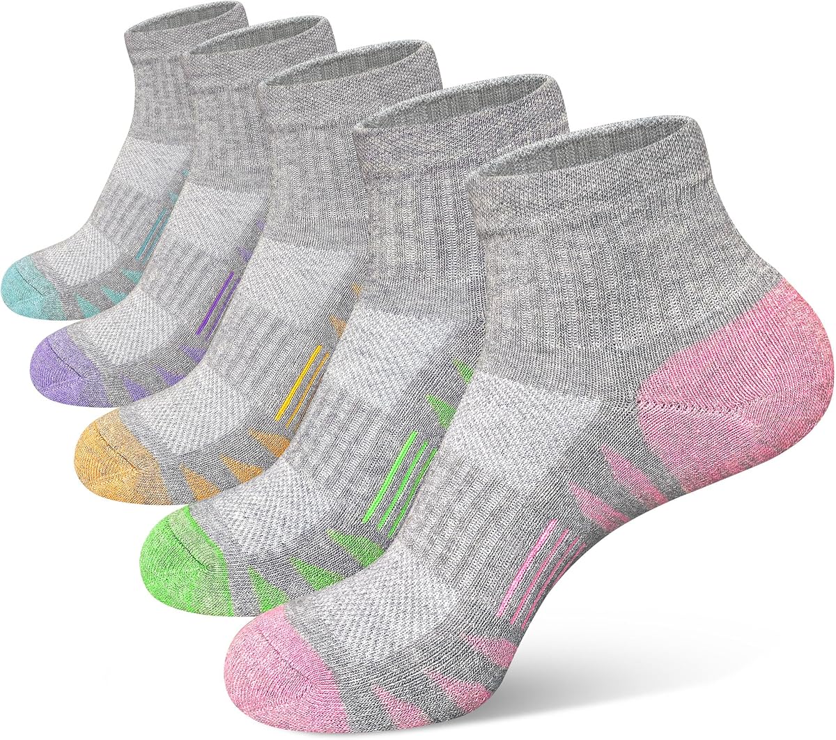 Heyoboy Calcetines deportivos para correr de algodón acolchados gruesos hasta el tobillo para mujer 5 pares | Antiampollas, resistente a olores, absorbe la humedad