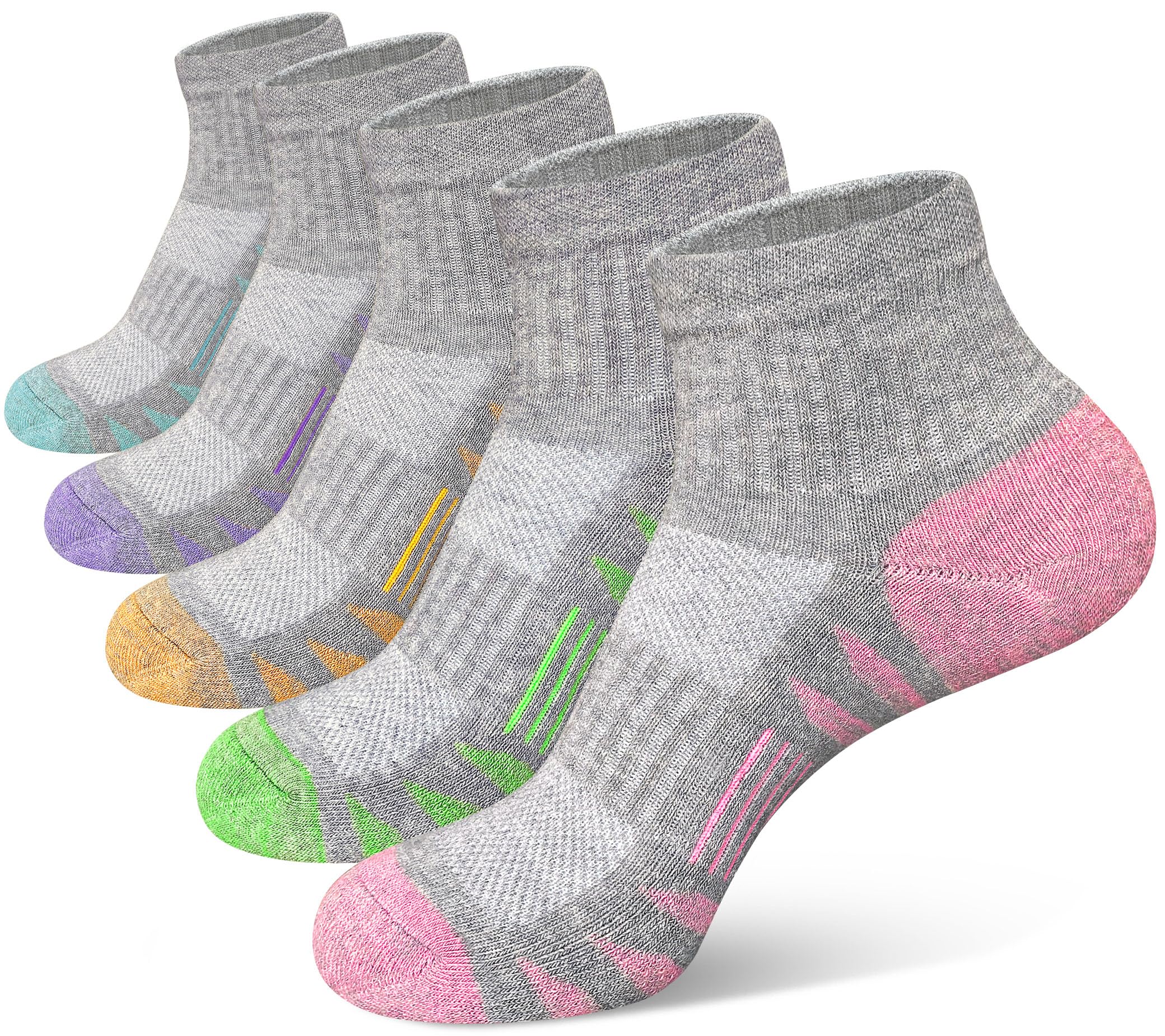 Womens Ankle Thick Cushioned Cotton Athletic Running Socks 5 Pairs