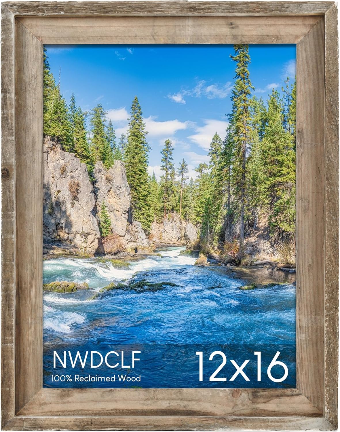 Rustic 12x16 Picture Frame, Reclaimed Barnwood Photo Frame with Real Glass, Distressed Natural Wood Frame for Wall Mount, Farmhouse Country Home Office Cabin Décor