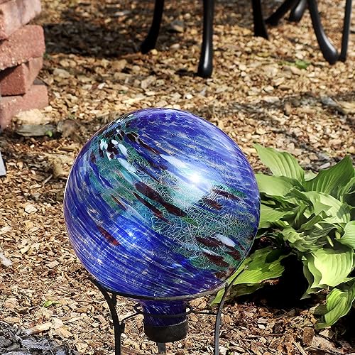 Miniatura 4 de Sunnydaze Globo de cristal para exteriores de 10 pulgadas, adorno reflectante para patio o césped, luces del norte, paquete de 2