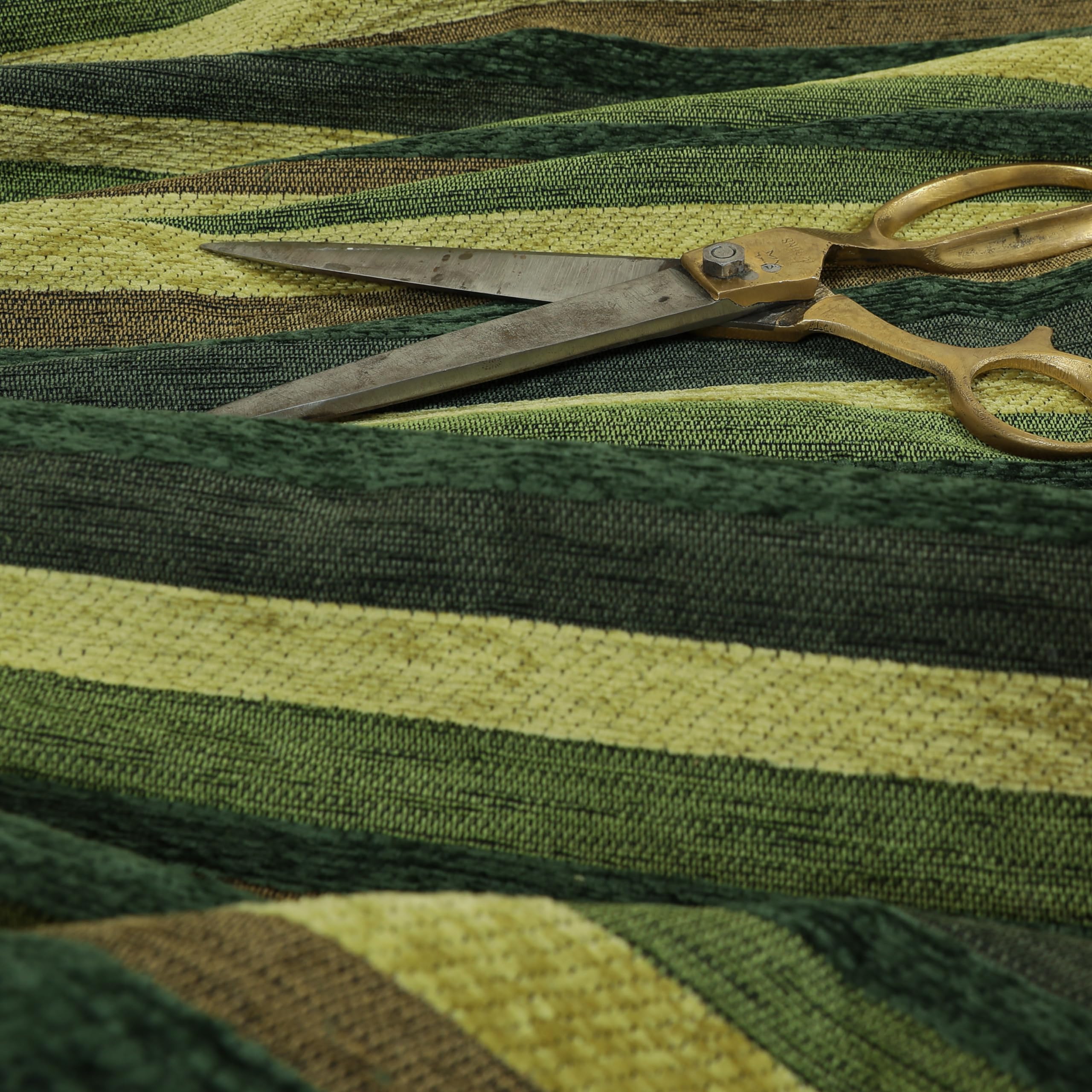 Redbrick Mill Fabrics Flame Retardant Quality Designer Soft Luxury Striped Upholstery Interior Fabric by The Metre in Green (Per Metre) โ image 1