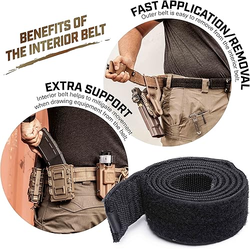 Vista 13 de Tacticon Cinturón de batalla V2 – Cinturón táctico ajustable Molle con hebilla de liberación rápida de metal – Hecho de nailon 500D resistente