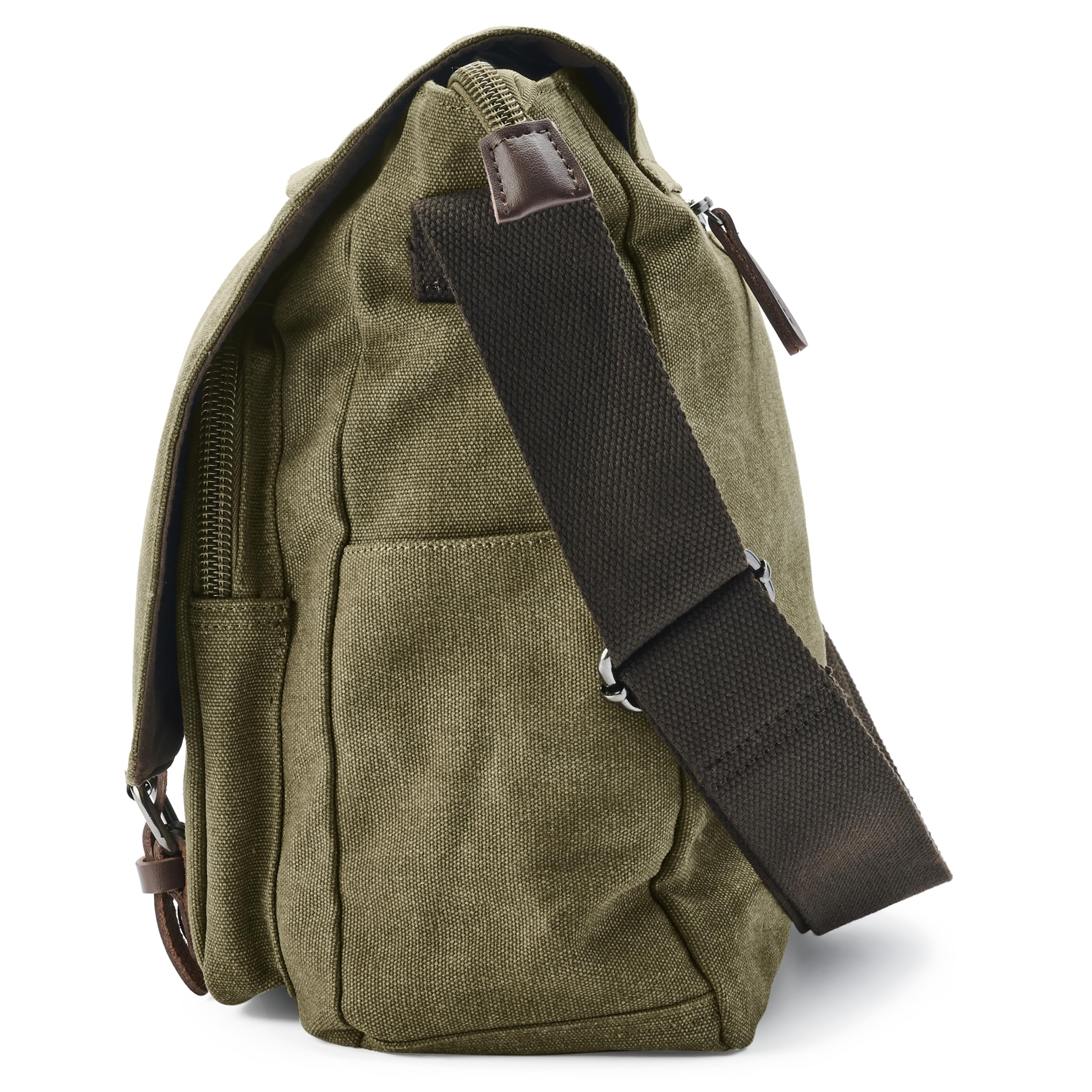 Trendhim Borsa a tracolla da uomo, in tela, leggera, con tracolla regolabile e tasche multiple, perfetta per lavoro, scuola e uso quotidiano