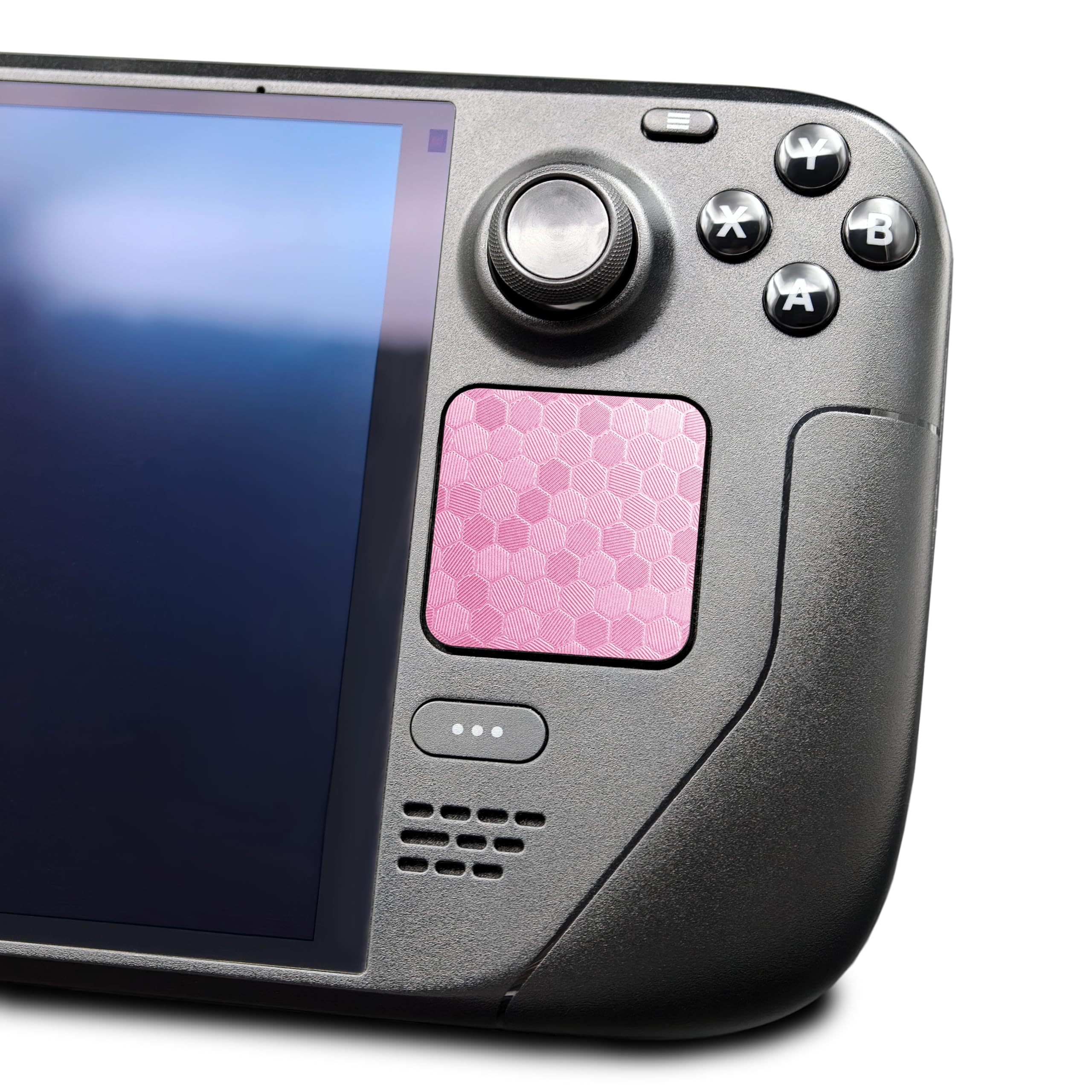 Protección táctil Etiquetas Steam Deck, almohadilla táctil y botón trasero para proteger la Pegatinas de textura de la piel de la steamdeck Touchpad Luck&Link (Touchpad+4 teclas, Panal de abejas-Rosa)