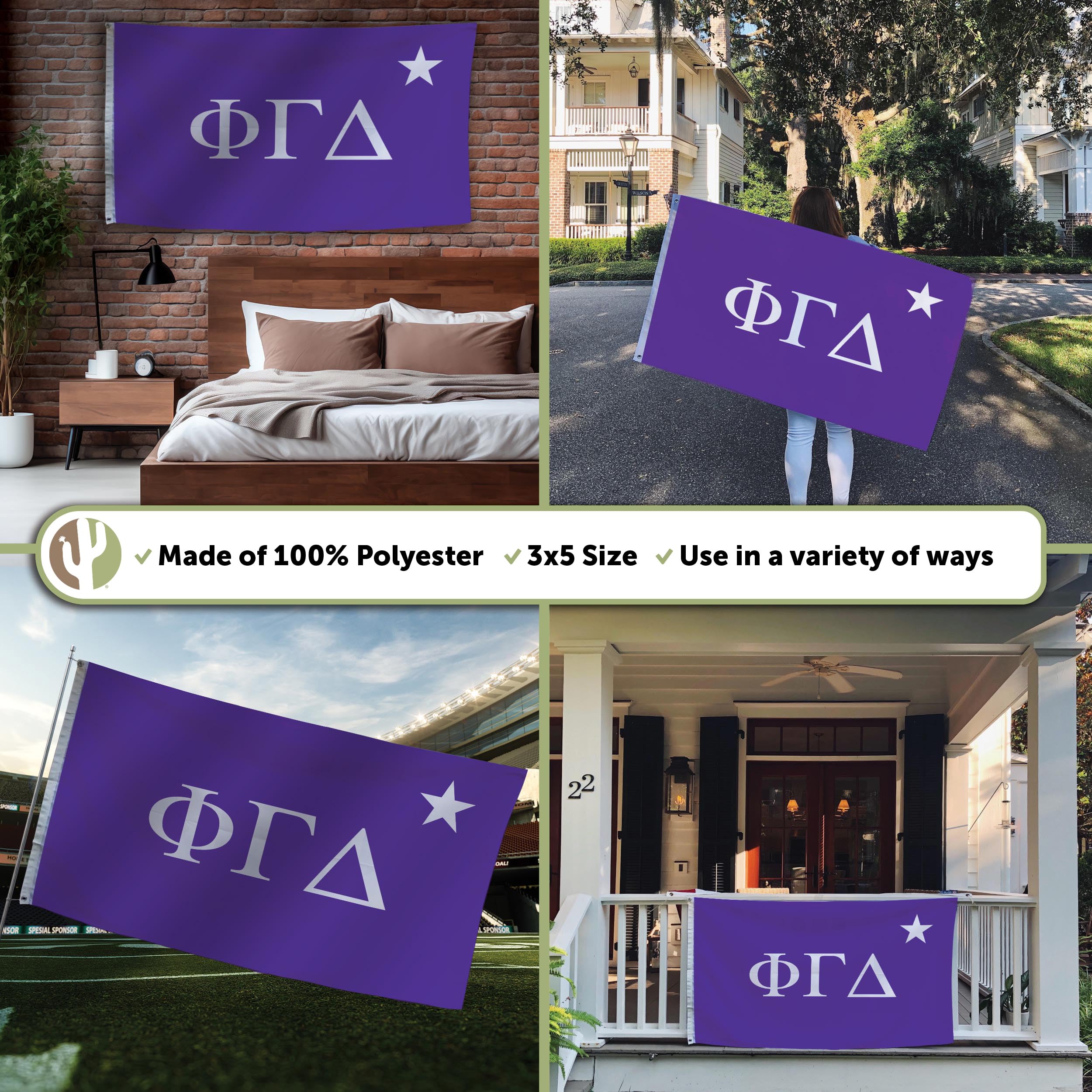 Desert Cactus Phi Gamma Delta Fraternity Flagge – 3x5 Fuß, Offiziell Lizenziert, Aus Polyester
