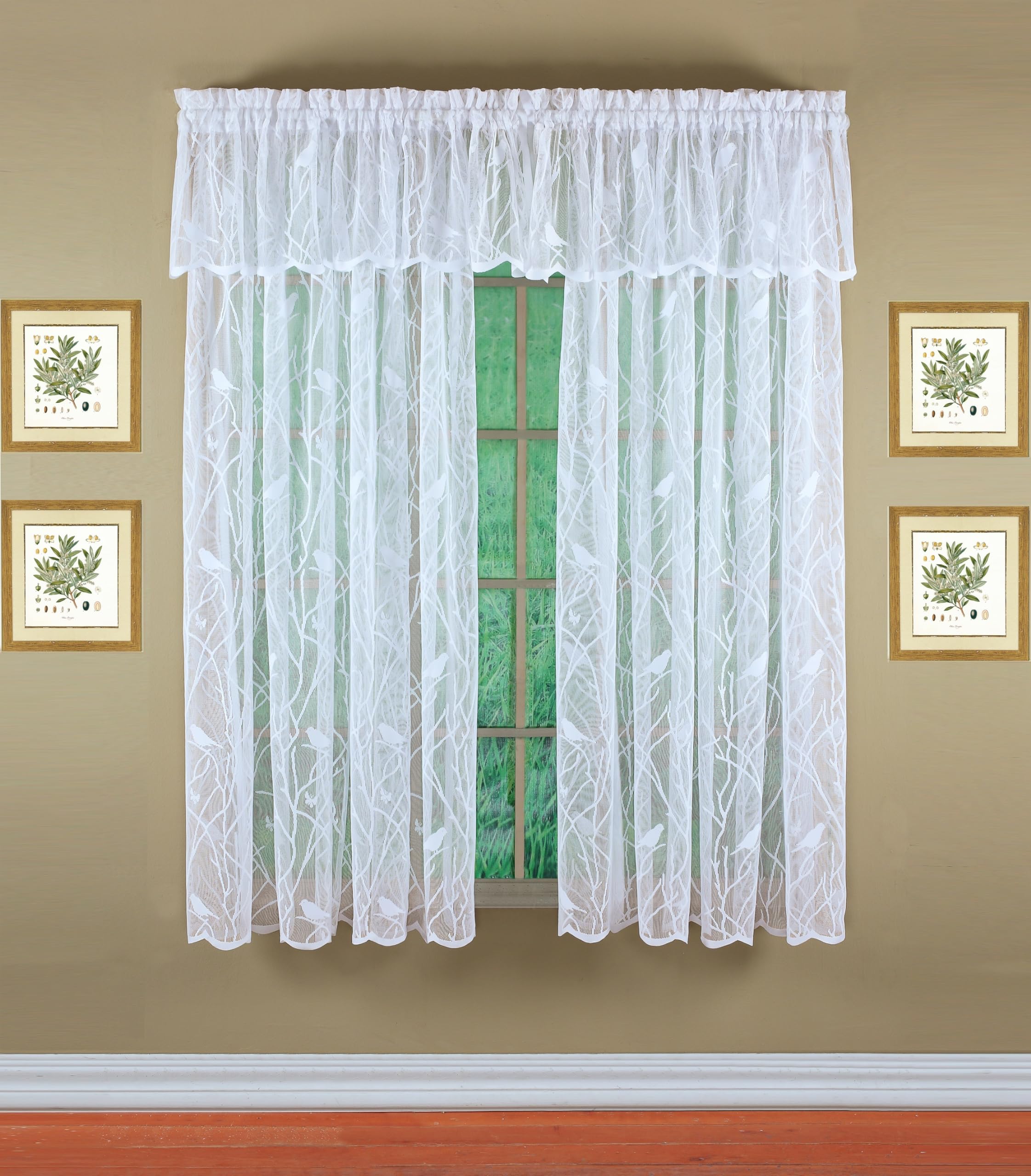 Today's Curtain, Songbird Semi-Sheer Lace Panel 63", White, 56" W x 63" L