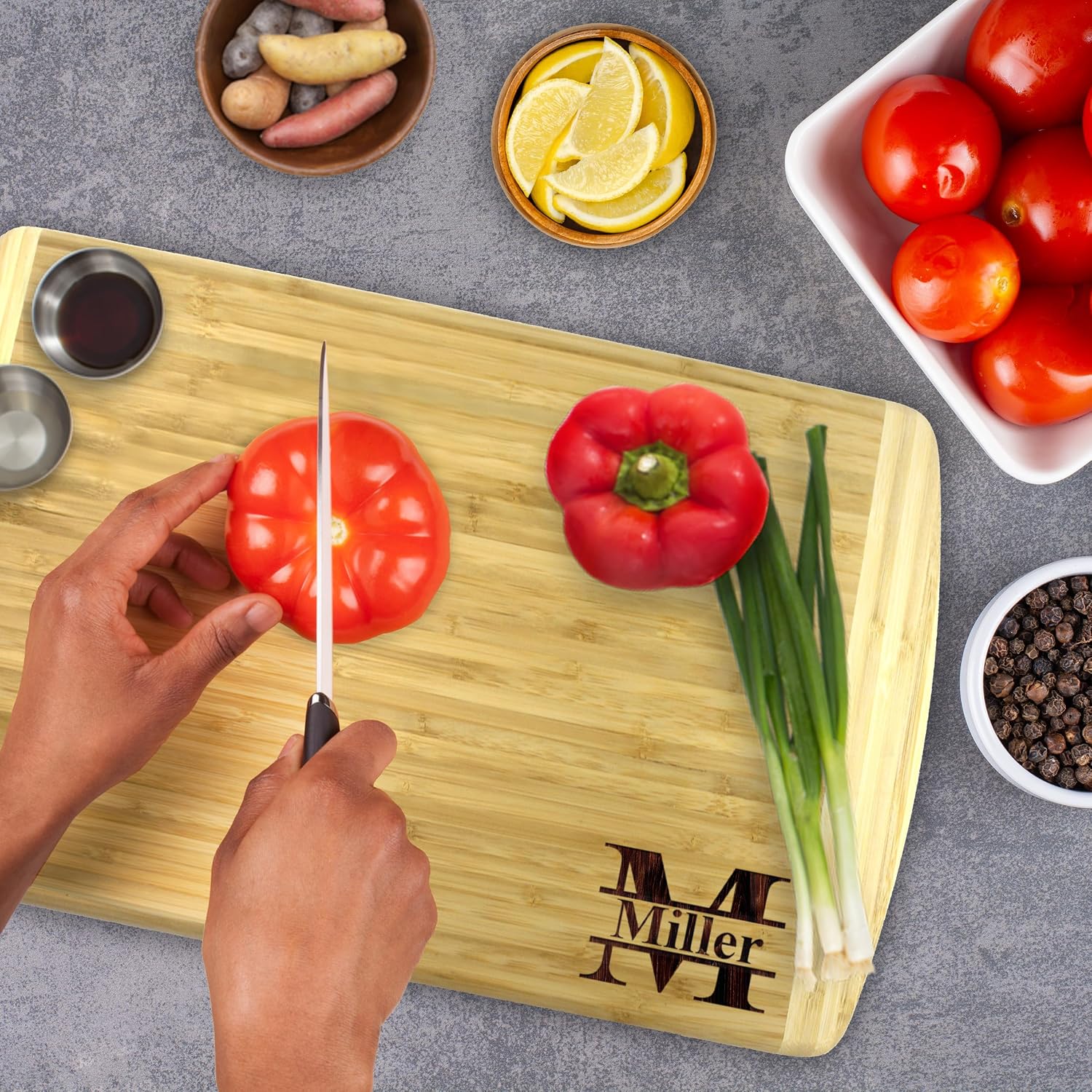 My Personal Memories Premium Bamboo Cutting Board - Custom Engraved and Monogrammed - Personalized for Home