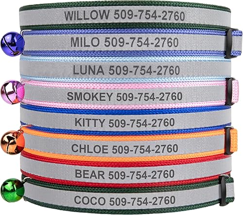 Collares reflectantes personalizados para gatos, Negro