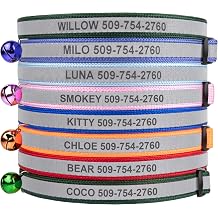 GoTags Personalised Reflective Cat Collar with Bell, Engraved with Name and Phone Identification, Breakaway Quick Release Collar with Safety Release Buckle, Adjustable for Cats and Kitten Blue