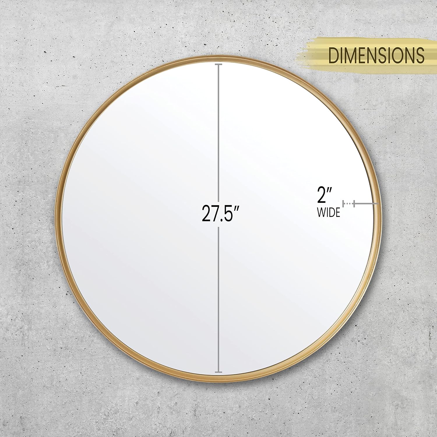 HBCY Creations Gold Round Wall Mirror - 27.5 Inch Large Round Mirror, Rustic Accent Mirror for Bathroom, Entry, Dining Room, & Living Room. Metal Wall Mirror