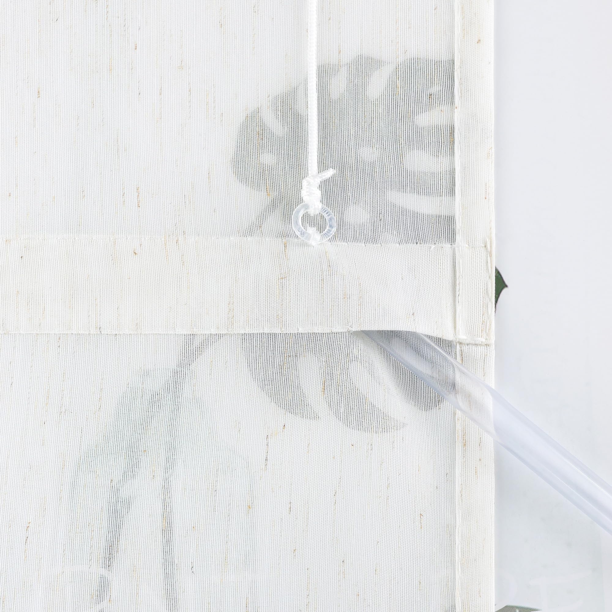 ESLIR Raffrollo mit Klettband Raffgardine Leinenoptik Transparent Beige 140x140 cm