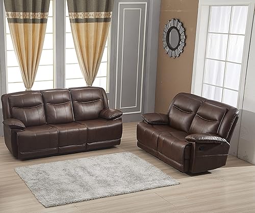 Miniatura 13 de Betsy Furniture Juego de sofá reclinable de cuero regenerado para sala de estar 8006 (gris, sofá+sofá biplaza+sillón reclinable)