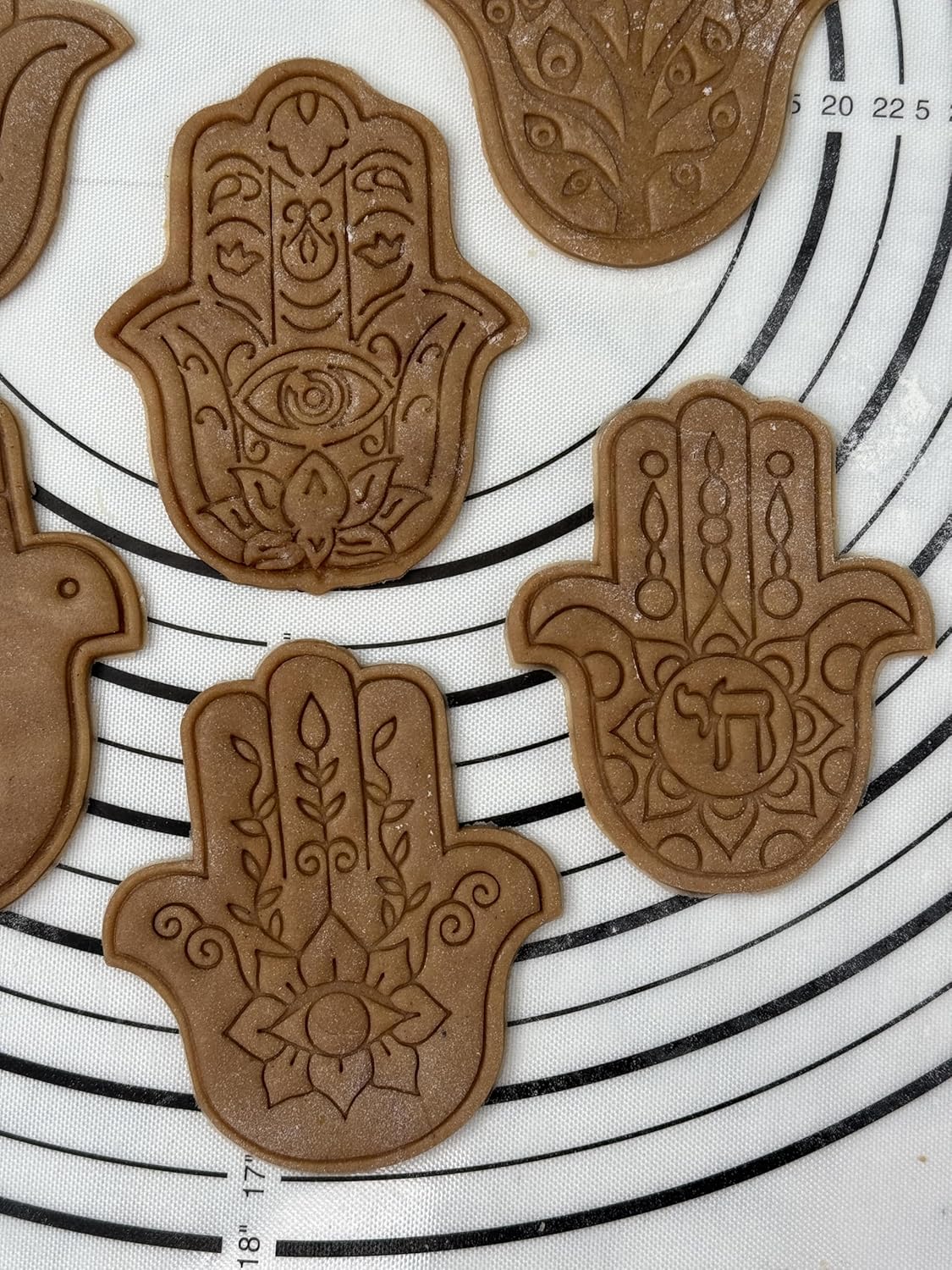 Set of 6 Hamsa Chai, Fish, Tree, Peace, Cookie Cutter & Mold 4” inches Produced by 3D Kitchen Art