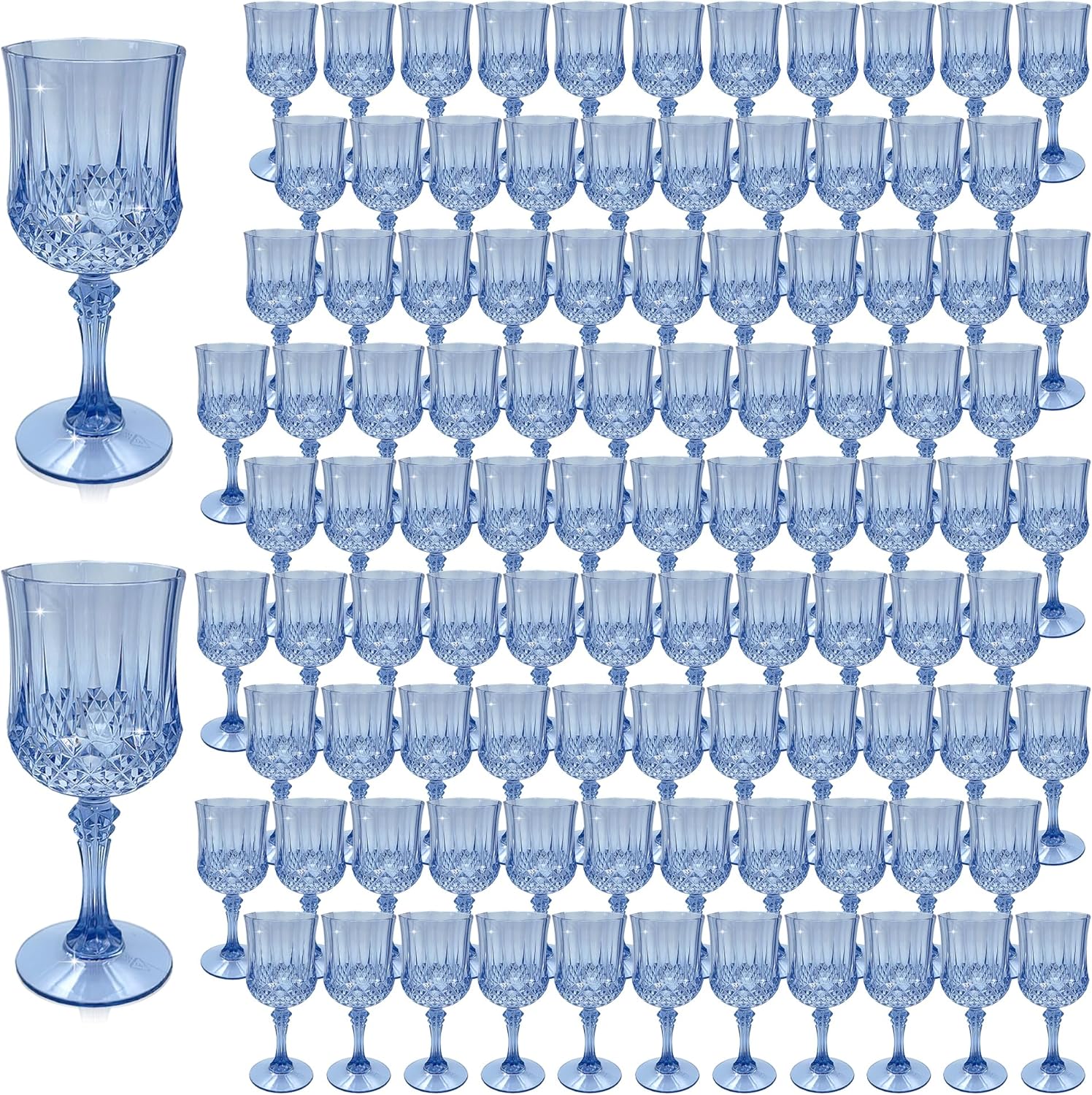 Plastic Wine Glasses?Plastic Goblets Vintage Style Cordial Drinking Glasses for Wedding Reception, Grand Event Party Supplies (16, Blue) Blue 16