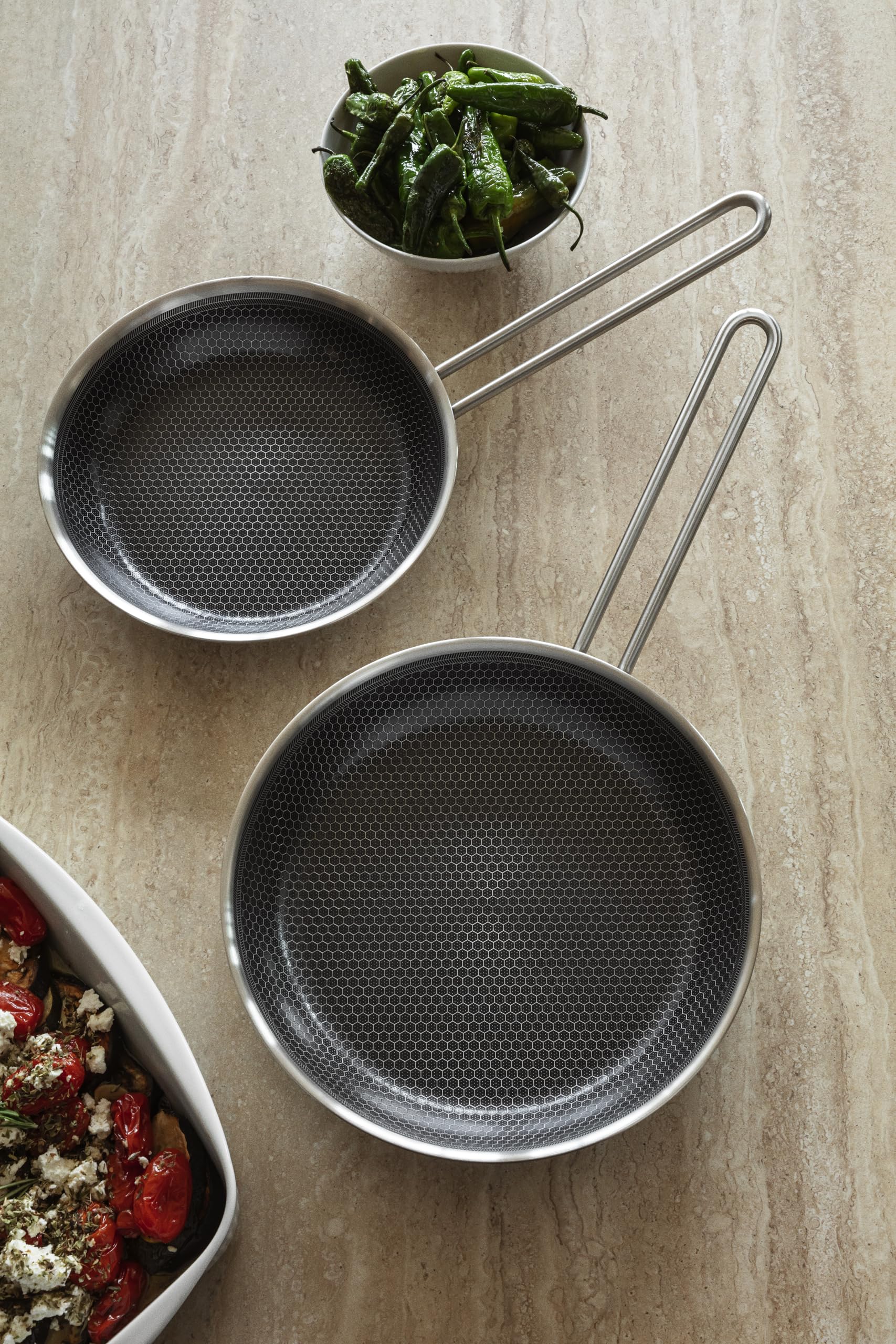 Eva Trio | Multi Mosaic Padella, 28 cm, rivestimento antiaderente Slip-Let, padelle con esclusivo motivo a mosaico sulla superficie, acciaio spazzolato
