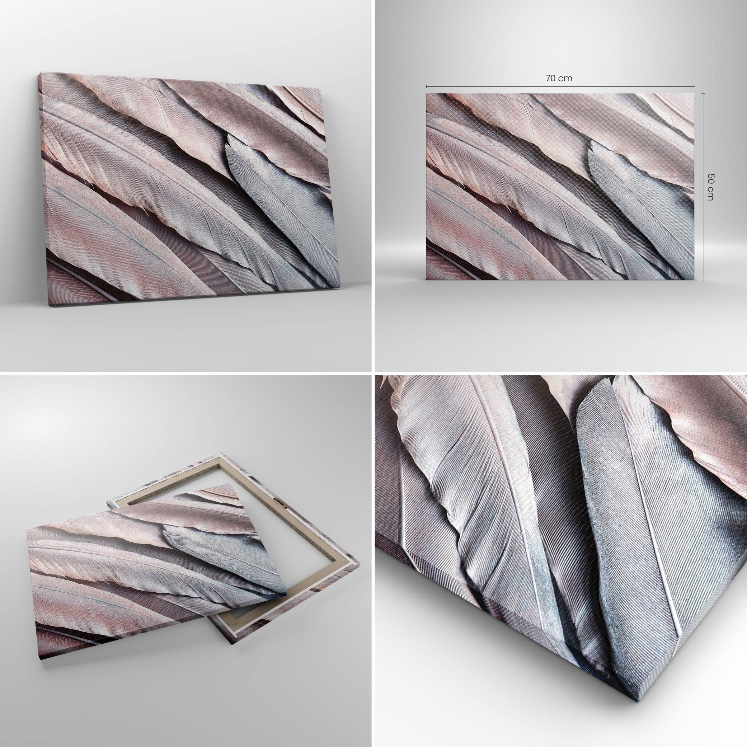 Handgemaltes Leinwandbild „Federn“ – 50x50 Cm, Dekoration Für Wohnzimmer, Schlafzimmer, Büro