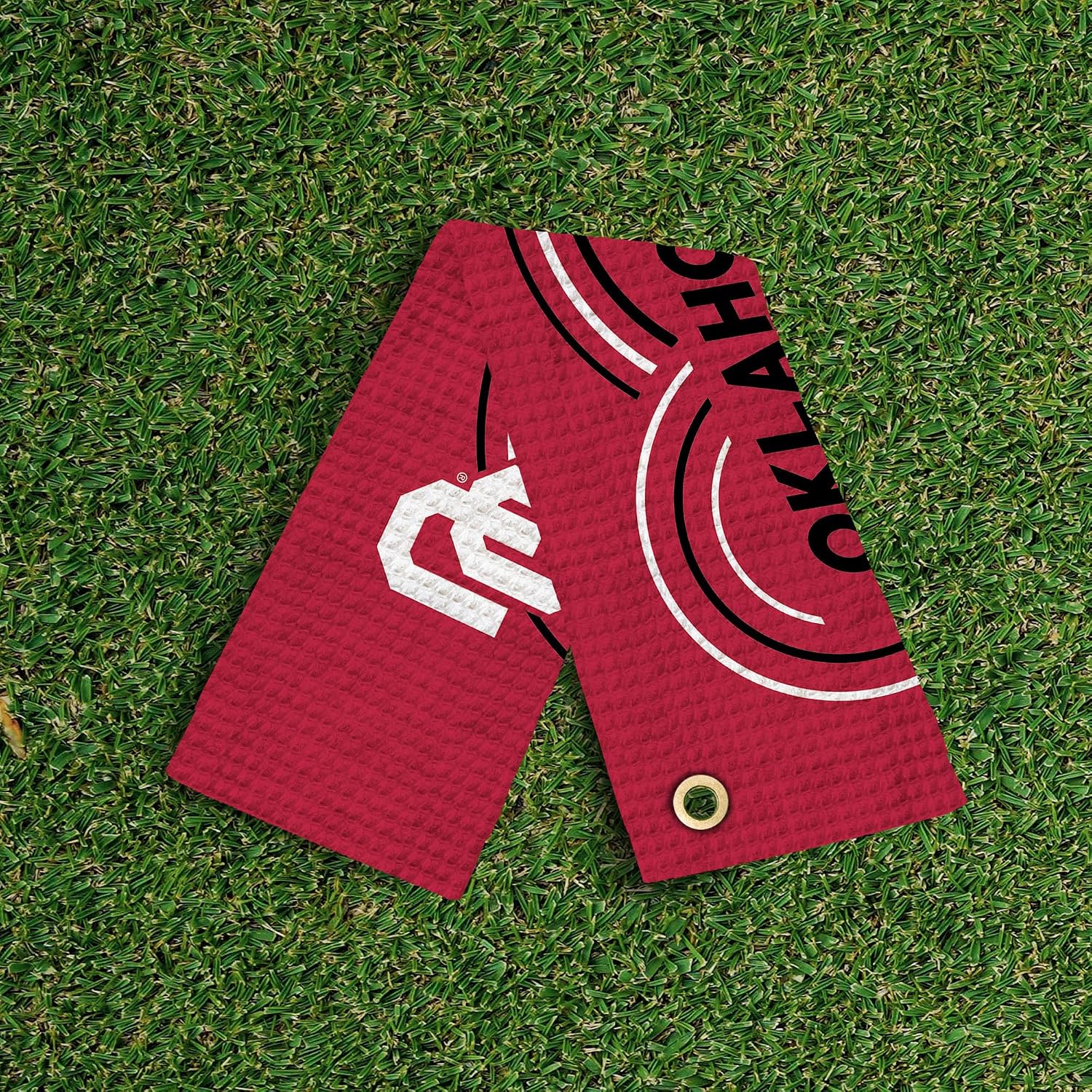 Northwest NCAA Oklahoma Sooners Golf Towel, Official Licensed Microfiber Waffle Fabric, Absorbent 16x25 in Club Cleaning Accessory, Droplets Design