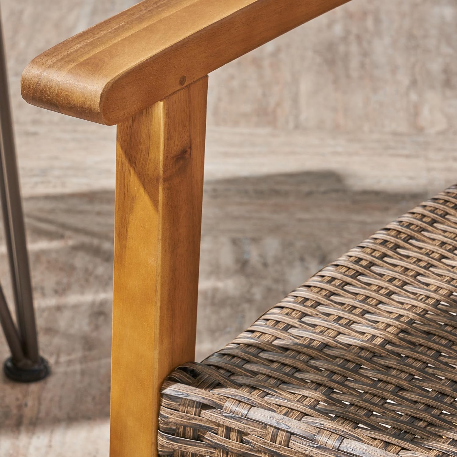 GDFStudio Noble House Hampton Outdoor Acacia Wood Club Chair in Teak and Mocha (Set of 2)