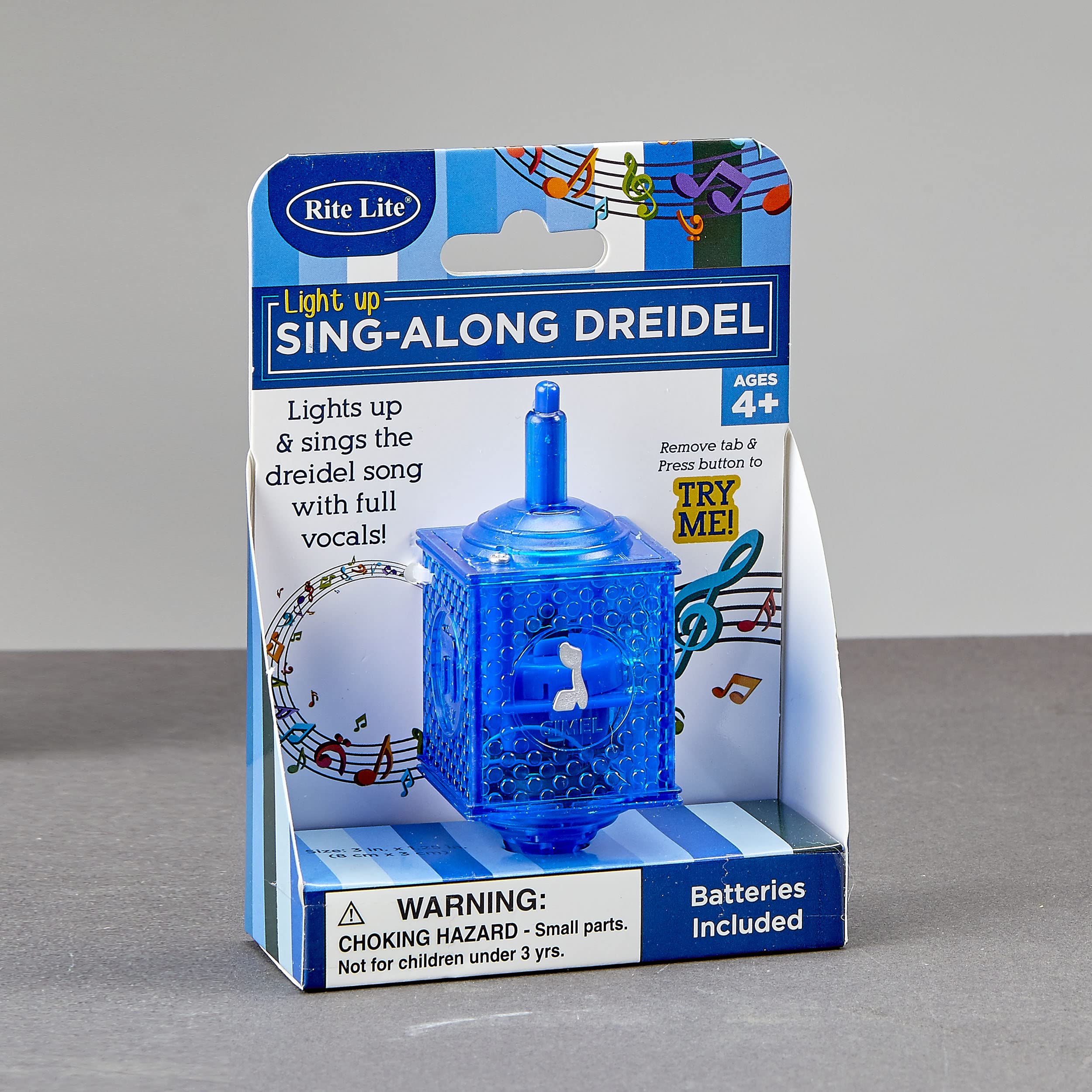 Rite LiteSinging Dreidel, 3", Lights UP &Sings Dreidel Song, CARDED