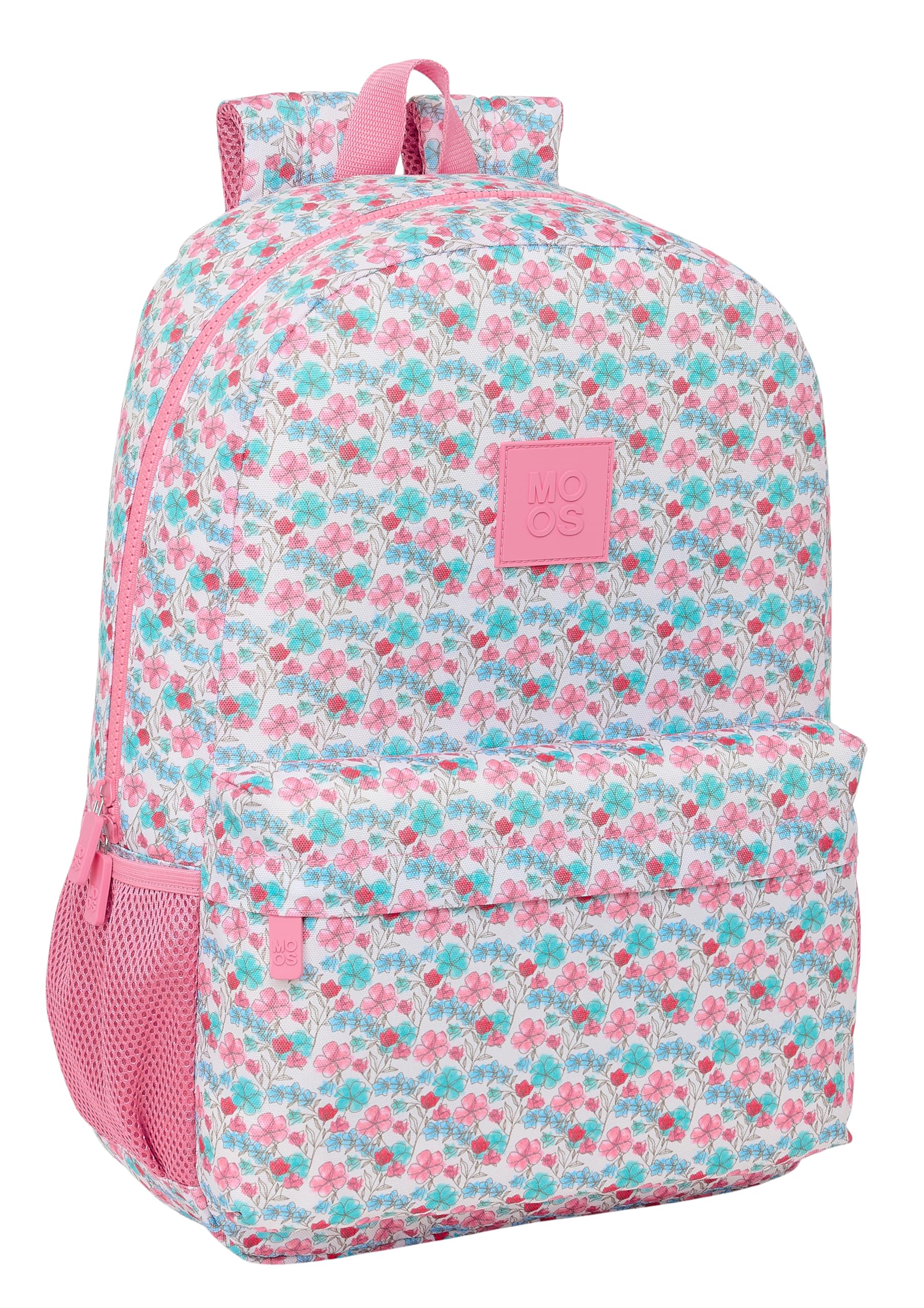 Safta MOOS FLORES - Mochila Escolar Infantil, Ideal para Niños de Diferentes Edades, Cómoda y Versátil, Calidad y Resistencia, 30x14x46 cm, Color Multicolor