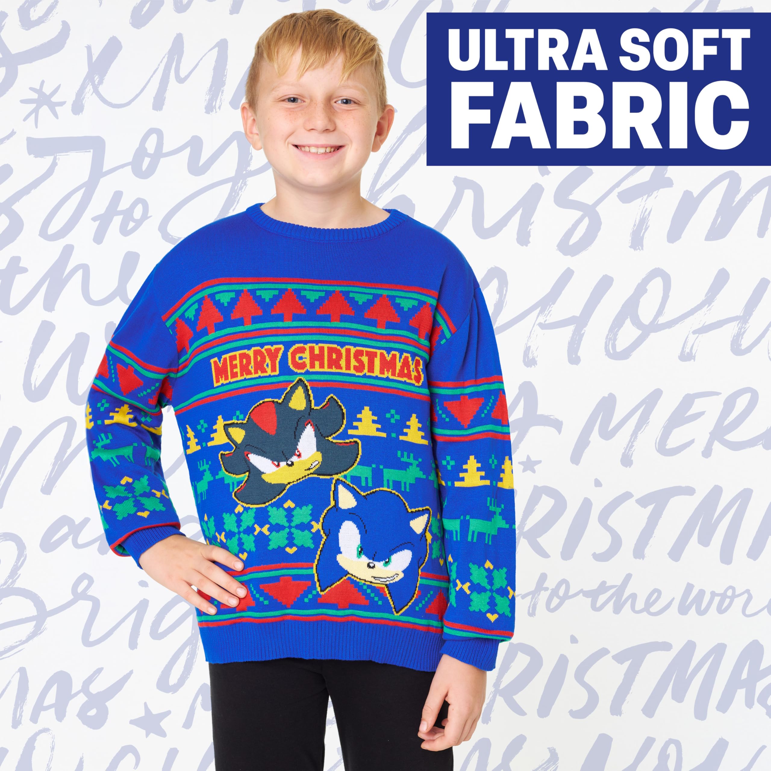 Get Trend Sonic The Hedgehog Jersey Navideño Niño, 4-10 Años, Sueter de Navidad con Diseño de Sonic y Shadow, Ropa Infantil, Regalo Gamer