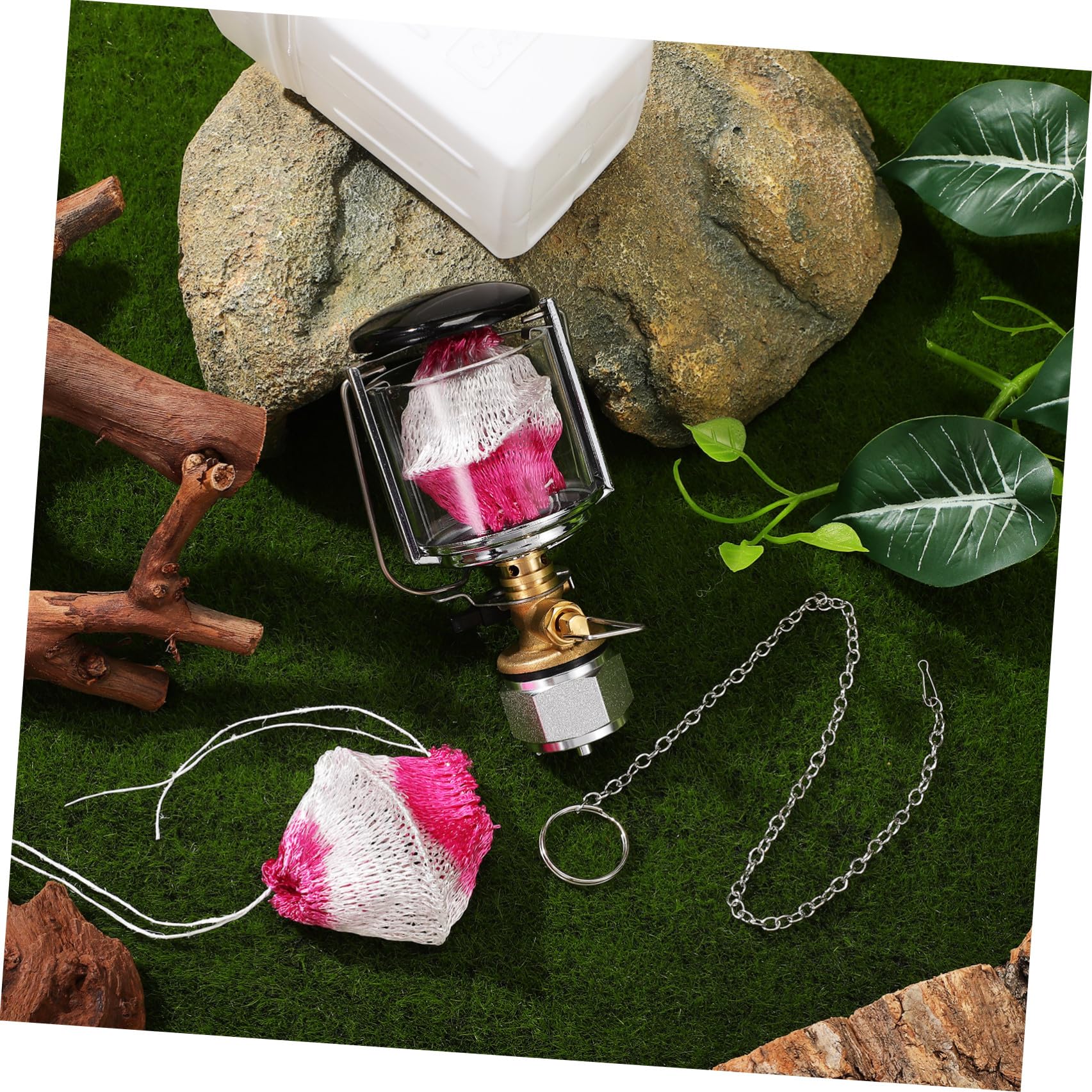 Lampada Gas da Campeggio Portatile per Outdoor con Copertura | Bombola Filettata Piatta, Struttura in Acciaio Inox, Nylon e Plastica, Uso in Campeggio All'aperto
