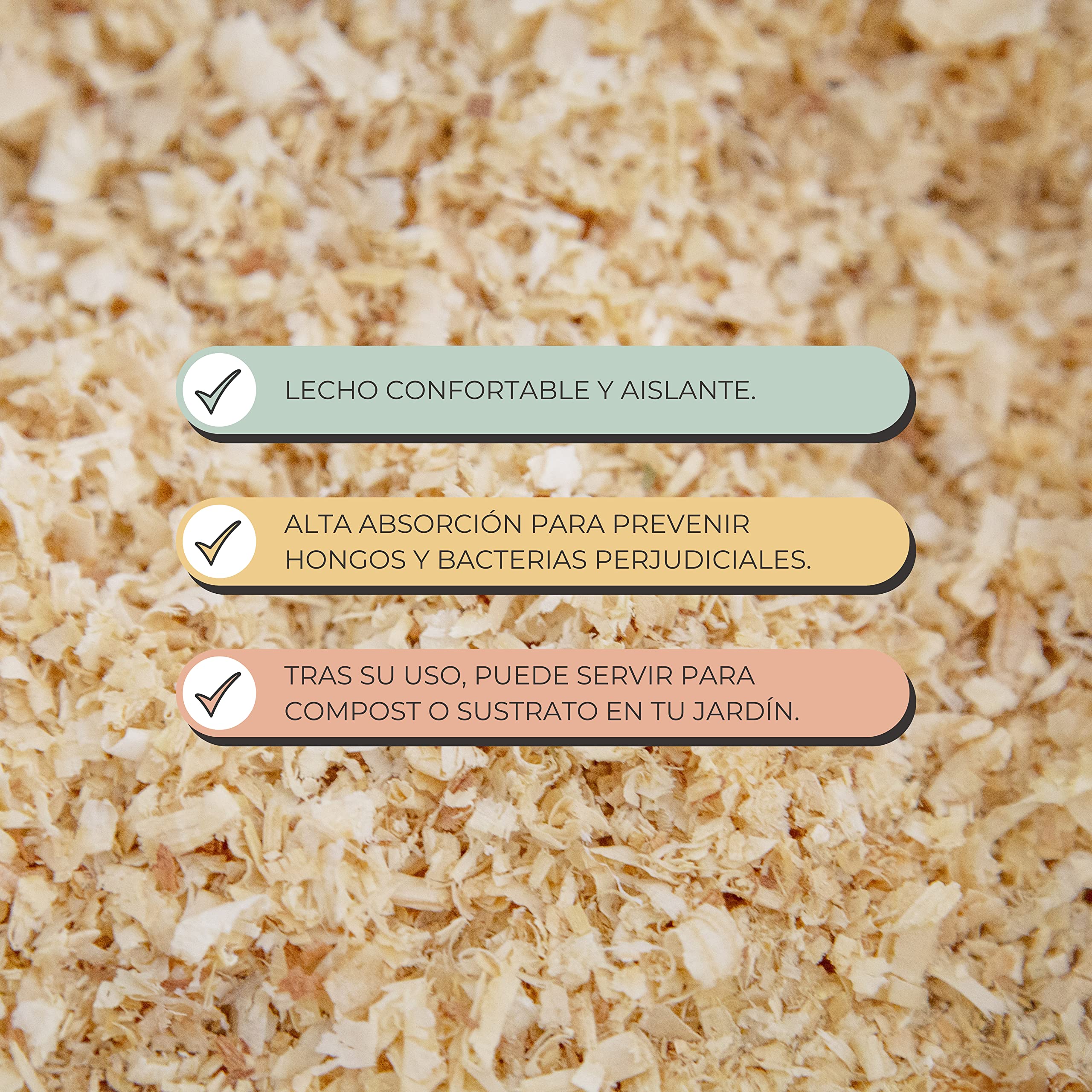 FINCA CASAREJO Viruta de Madera - Ideal para Gallinas, Pájaros y Otras Mascotas - Bala de 15 kg - Cama para gallineros