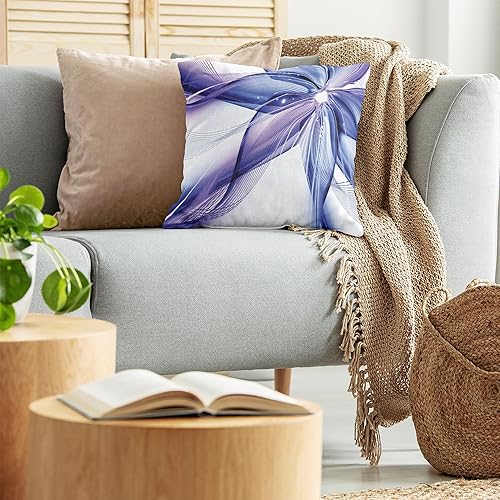 Miniatura 3 de Ambesonne Funda de cojín abstracta para cojín, diseño geométrico de humo a rayas, enormes flores, diseño floral, obra de arte, funda de almohada