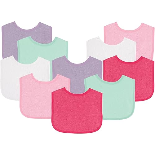 Luvable Friends Unisex Baby Cotton Terry Bibs, Girl Solid Mint, One Size