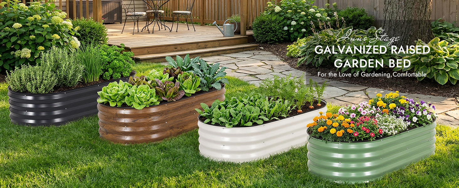 Amazon.com: INNO STAGE 3Pcs Galvanized Raised Garden Bed Kit