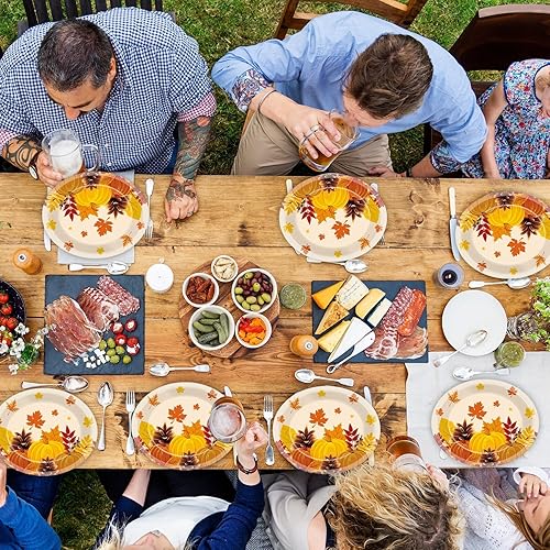 Miniatura 7 de 50 platos ovalados de papel para fiesta de otoño, grandes de 11 pulgadas, platos temáticos de hojas de otoño, bandeja de platos resistente con