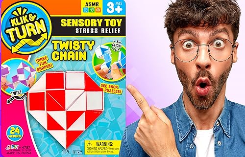 Miniatura 3 de Twist Snake Puzzle Magic Speed Cube Fidget Toy (1 unidad de colores surtidos) con cadena retorcida, sonidos de clic, mini rompecabezas de plástico